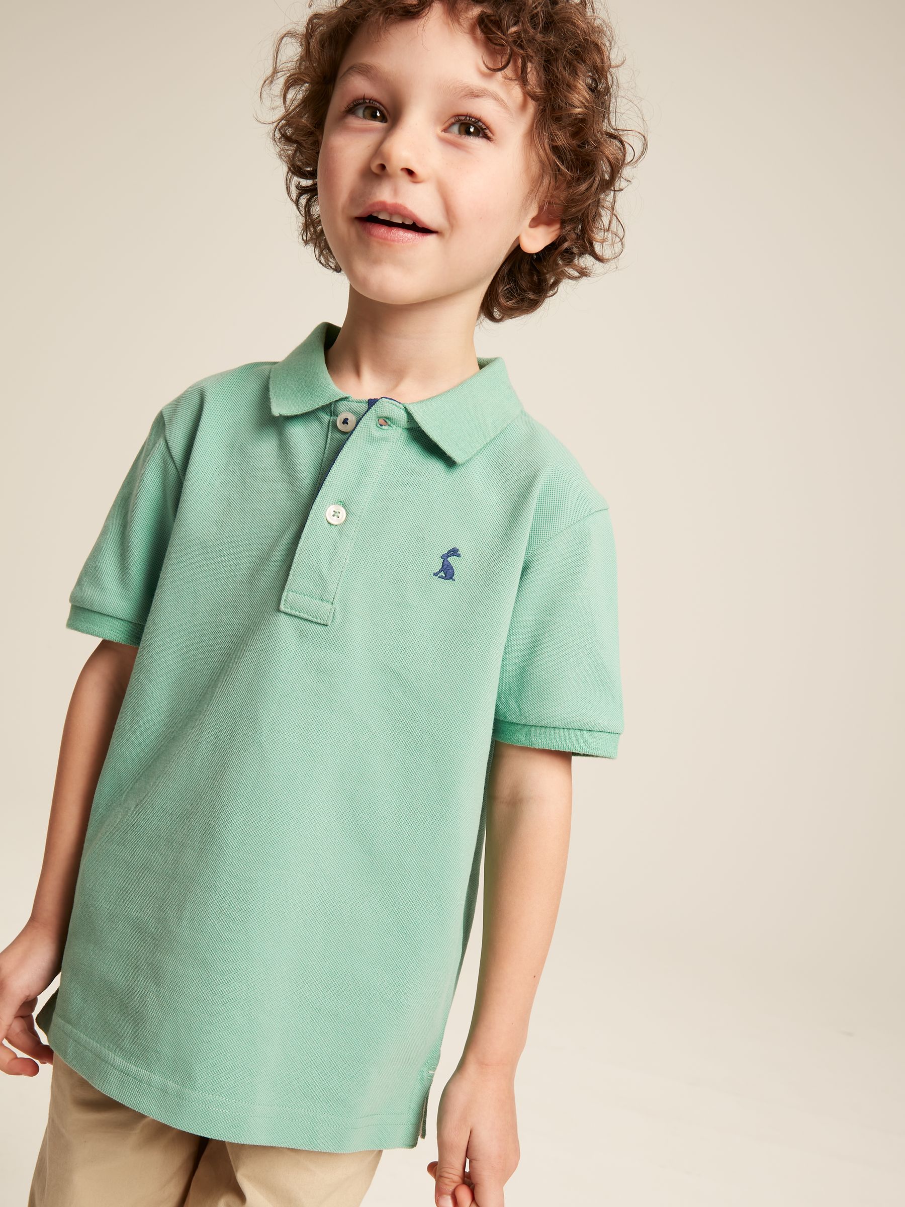 Boys' Woody Green Pique Cotton Polo Shirt - Image 1 of 10