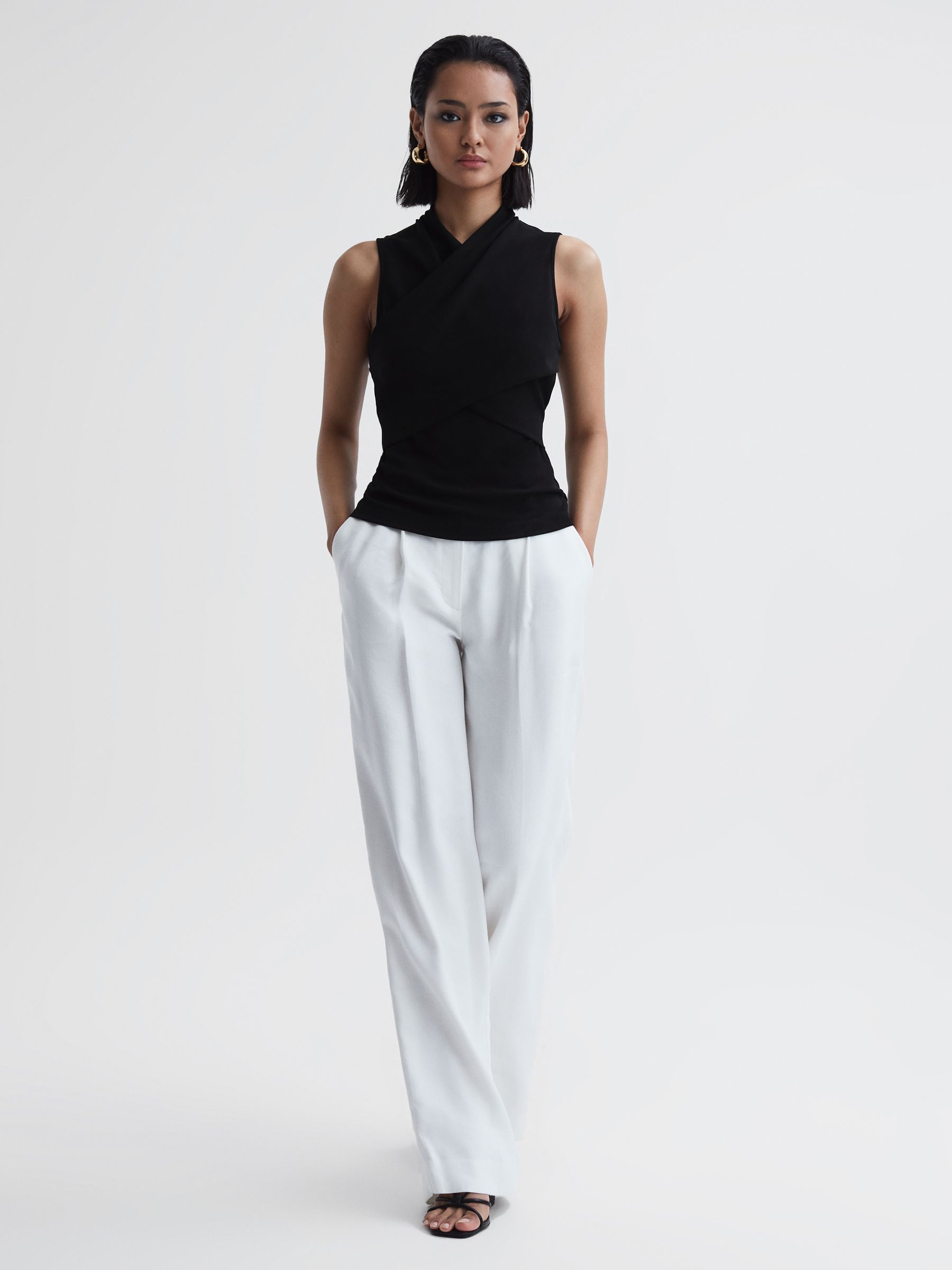Sleeveless Wrap Top in Black - Image 3 of 5