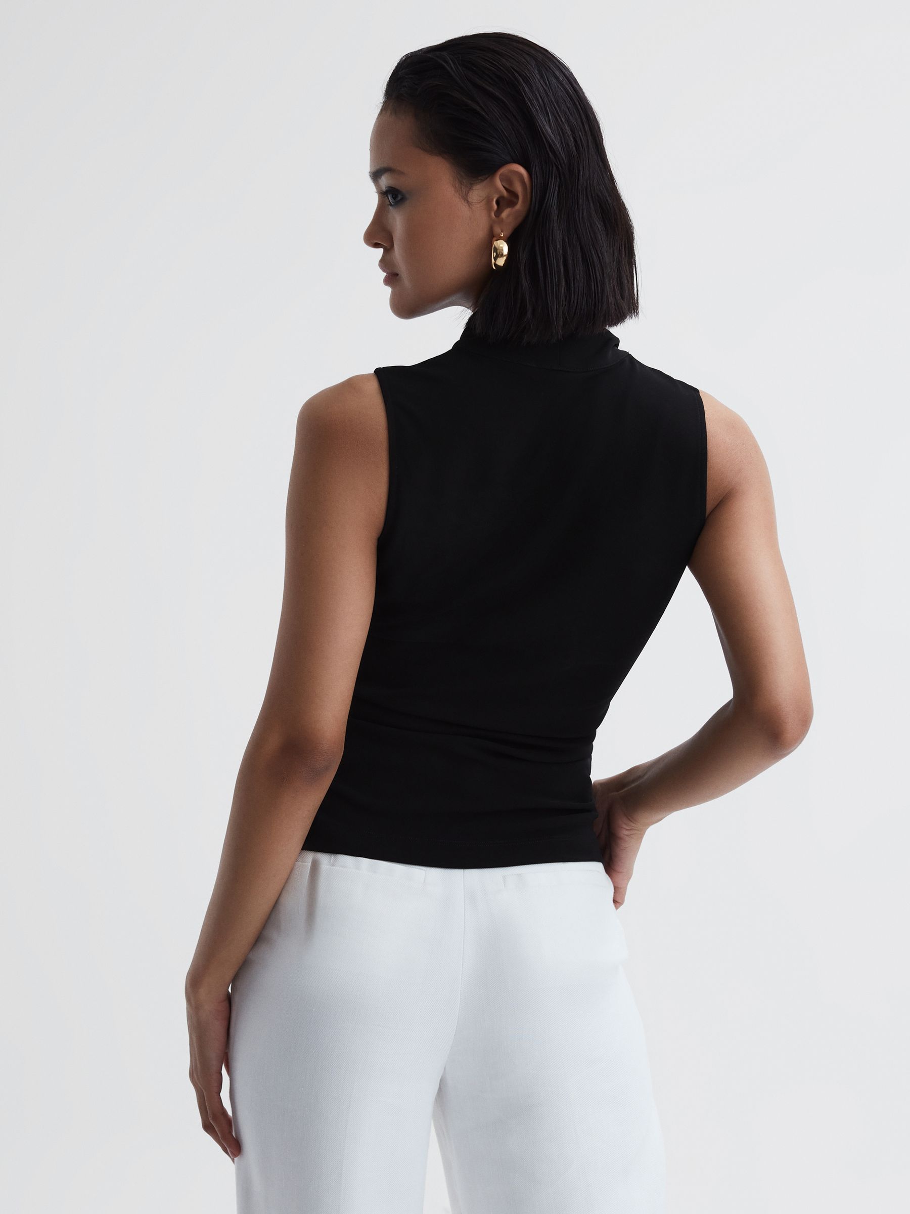 Sleeveless Wrap Top in Black - Image 5 of 5