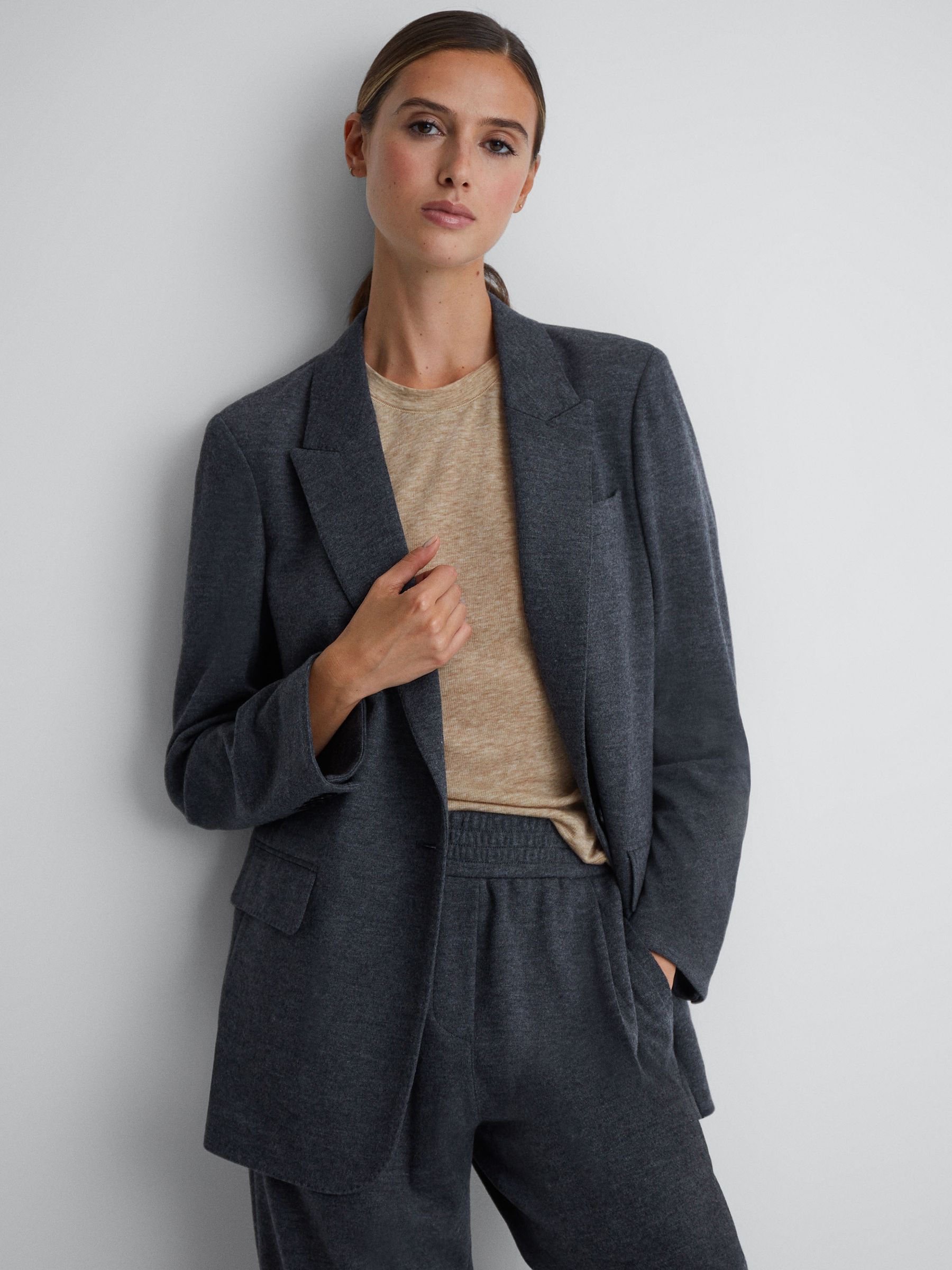 Casual Wool Marl T-Shirt in Neutral - Image 3 of 5