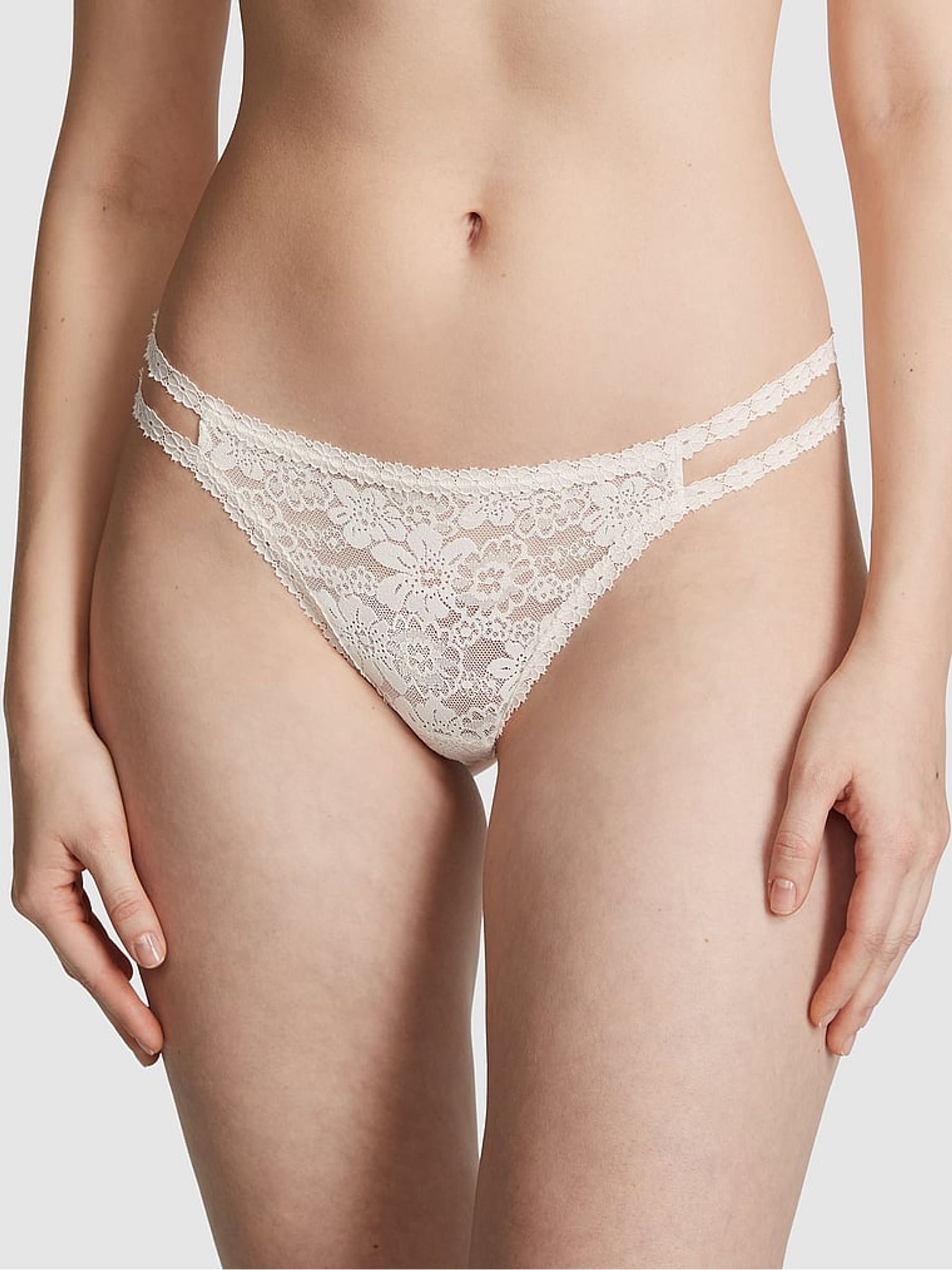 Coconut White Thong Lace Knickers - Image 1 of 4