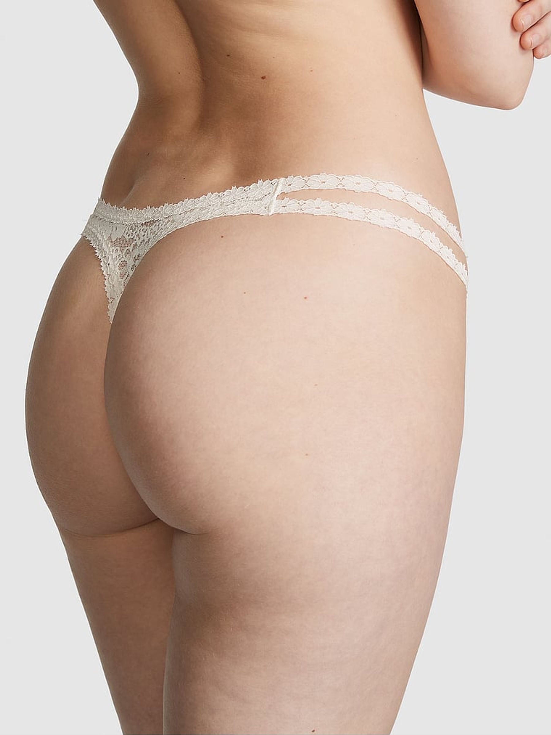 Coconut White Thong Lace Knickers - Image 2 of 4