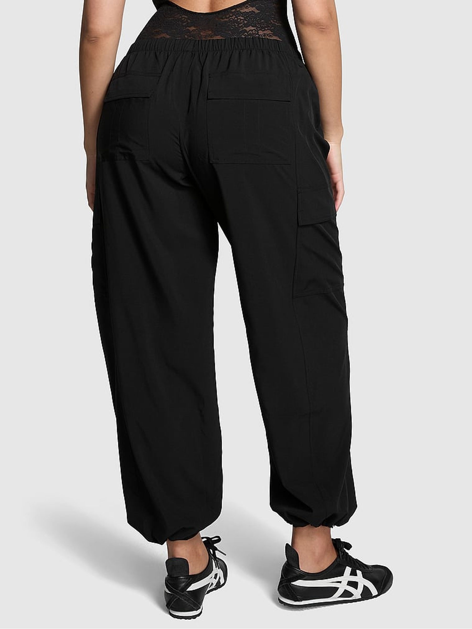 Pure Black Parachute Cargo Trousers - Image 3 of 3