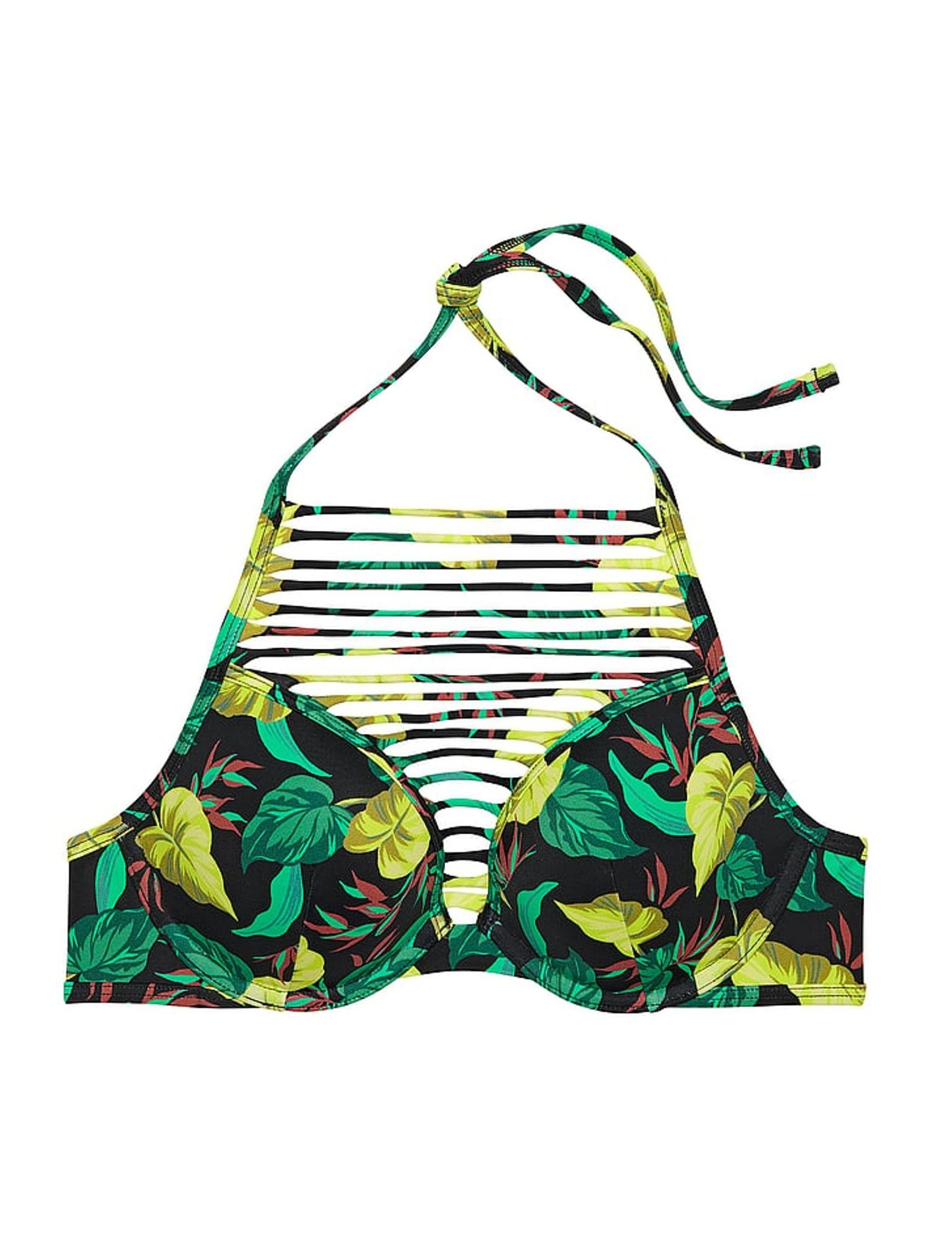 Vintage Leaves Black Halter Archive Swim Bikini Top - Image 3 of 3