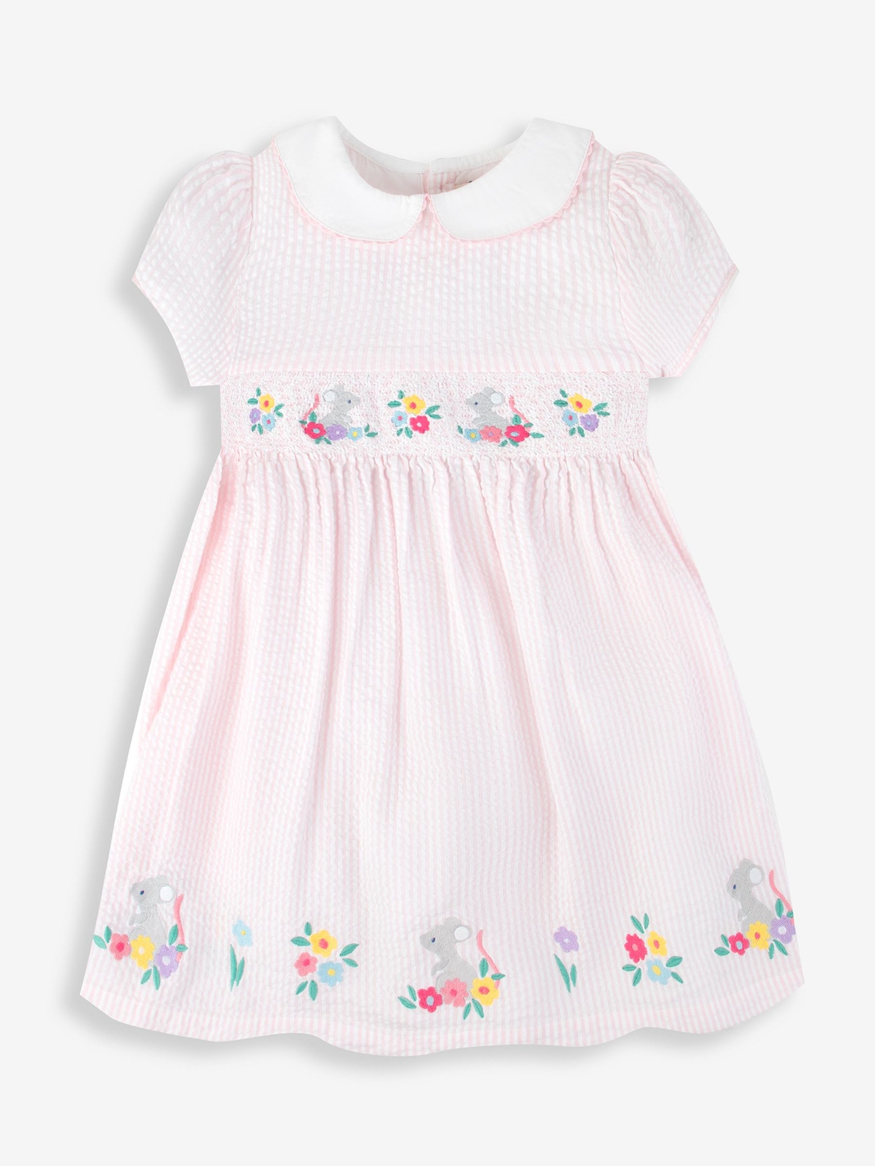 Pink Mouse Embroidered Smocked Dress - Image 3 of 7