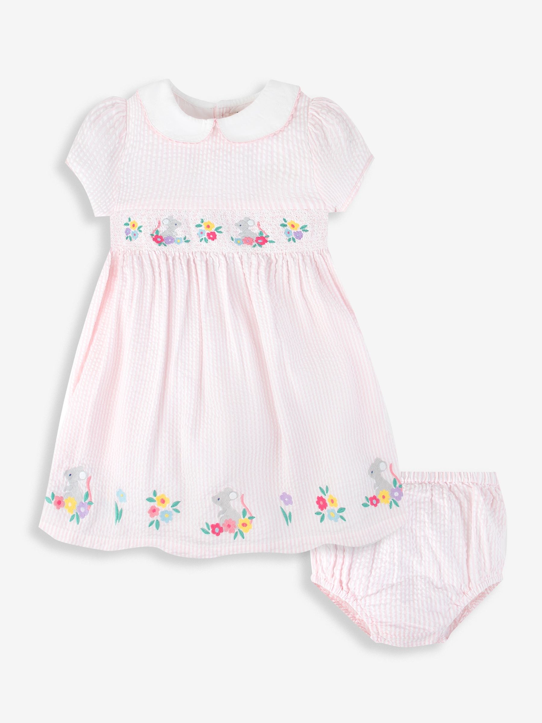 Pink Mouse Embroidered Smocked Dress - Image 4 of 7