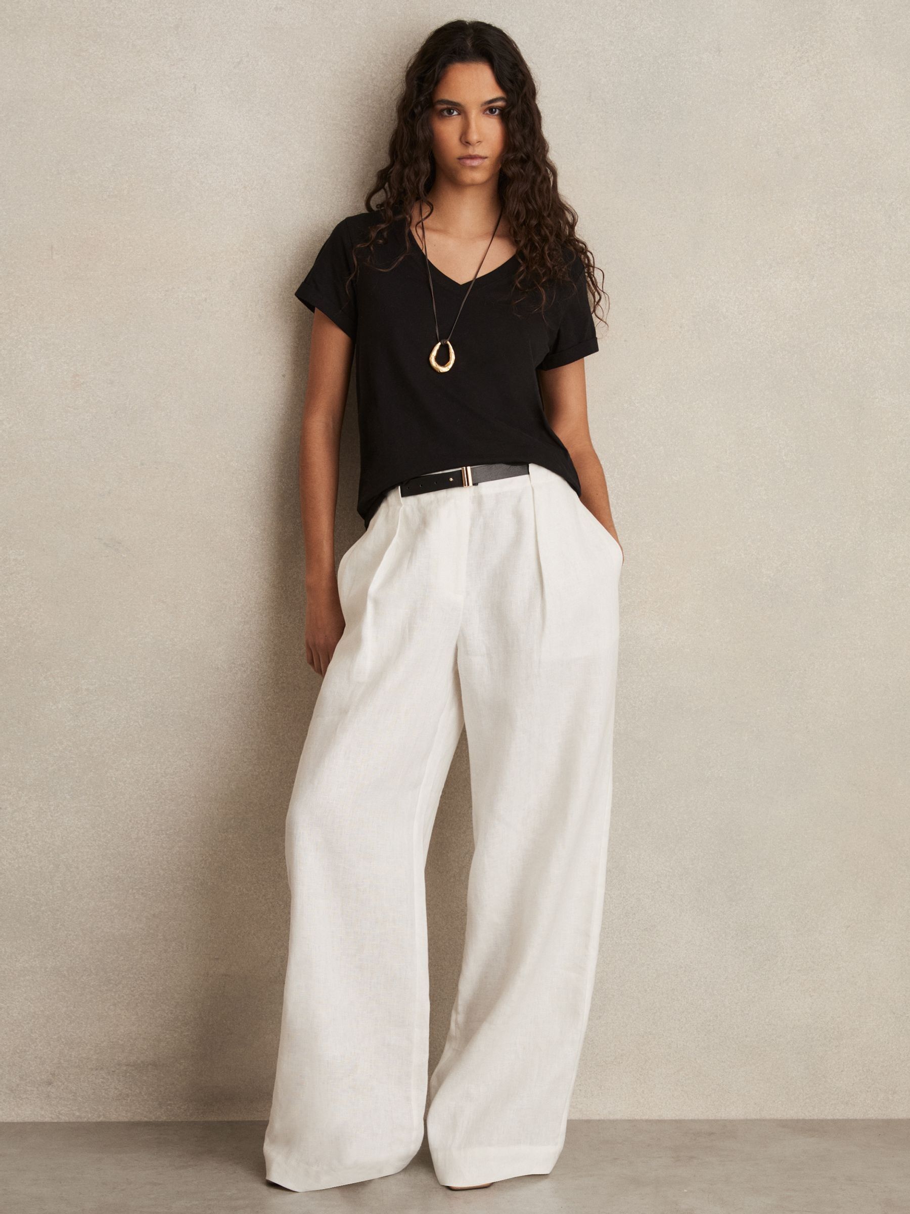 Cotton-Jersey V-Neck T-Shirt in Black - Image 3 of 6