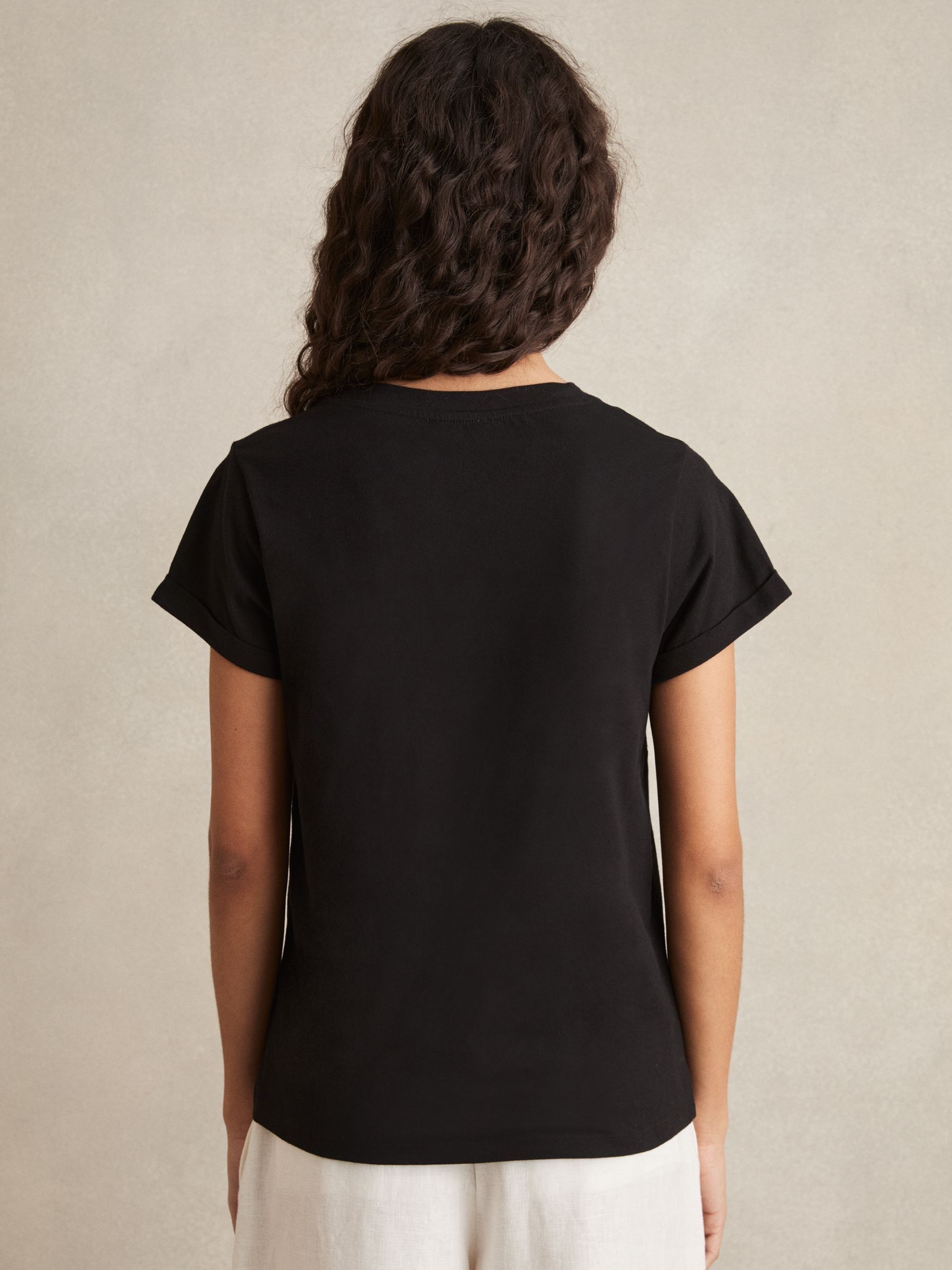 Cotton-Jersey V-Neck T-Shirt in Black - Image 5 of 6