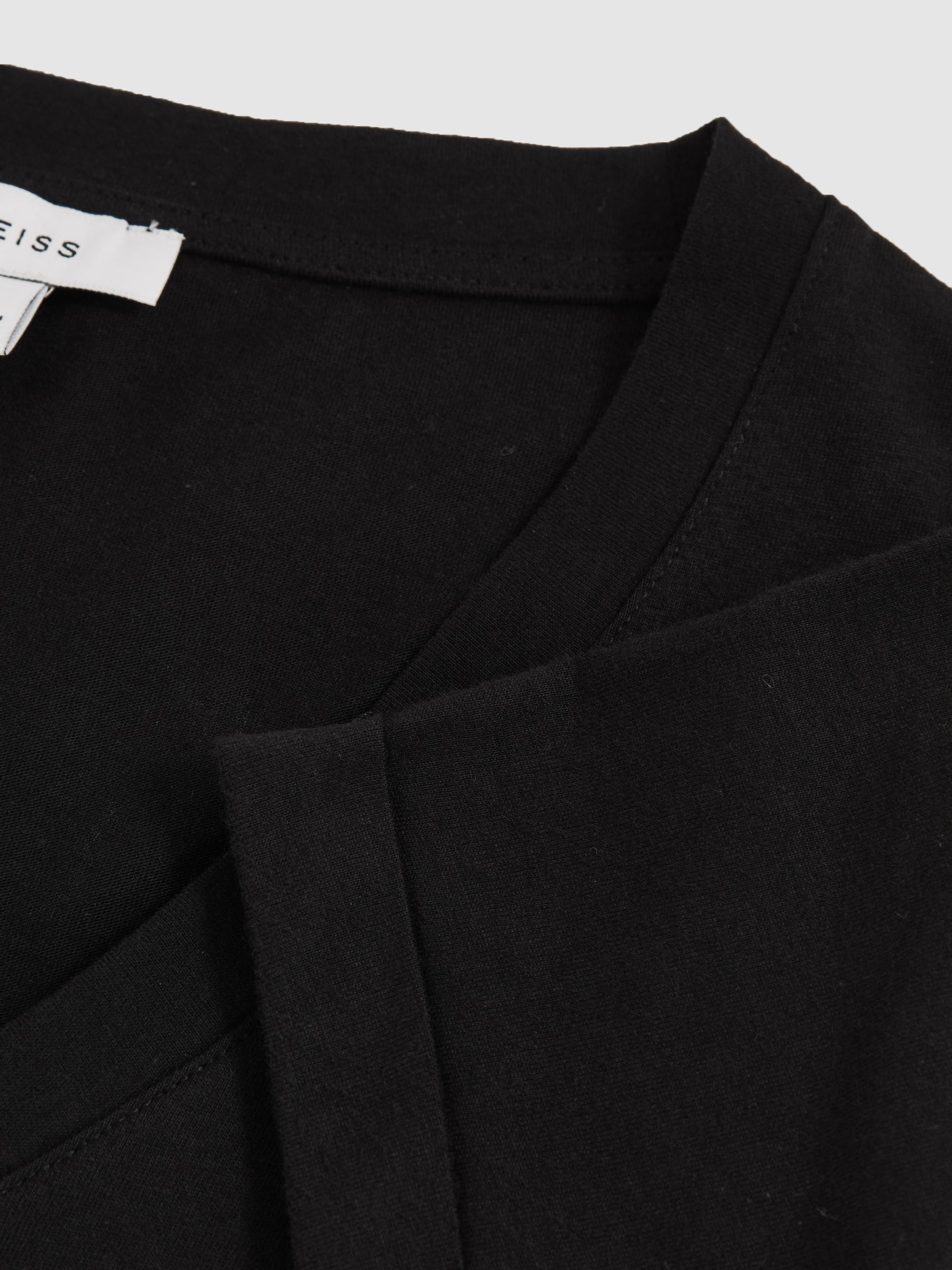Cotton-Jersey V-Neck T-Shirt in Black - Image 6 of 6