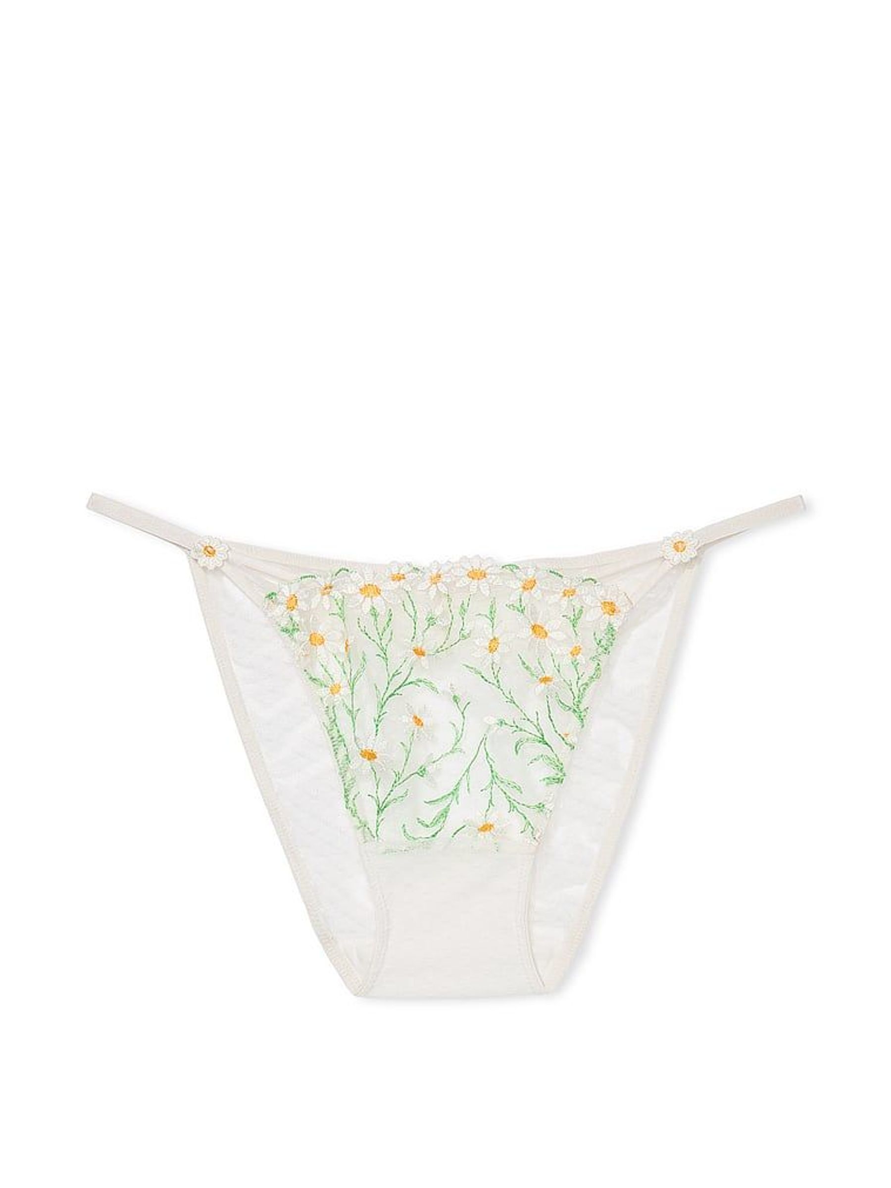 Daisy Embroidery White Bikini Knickers - Image 1 of 2