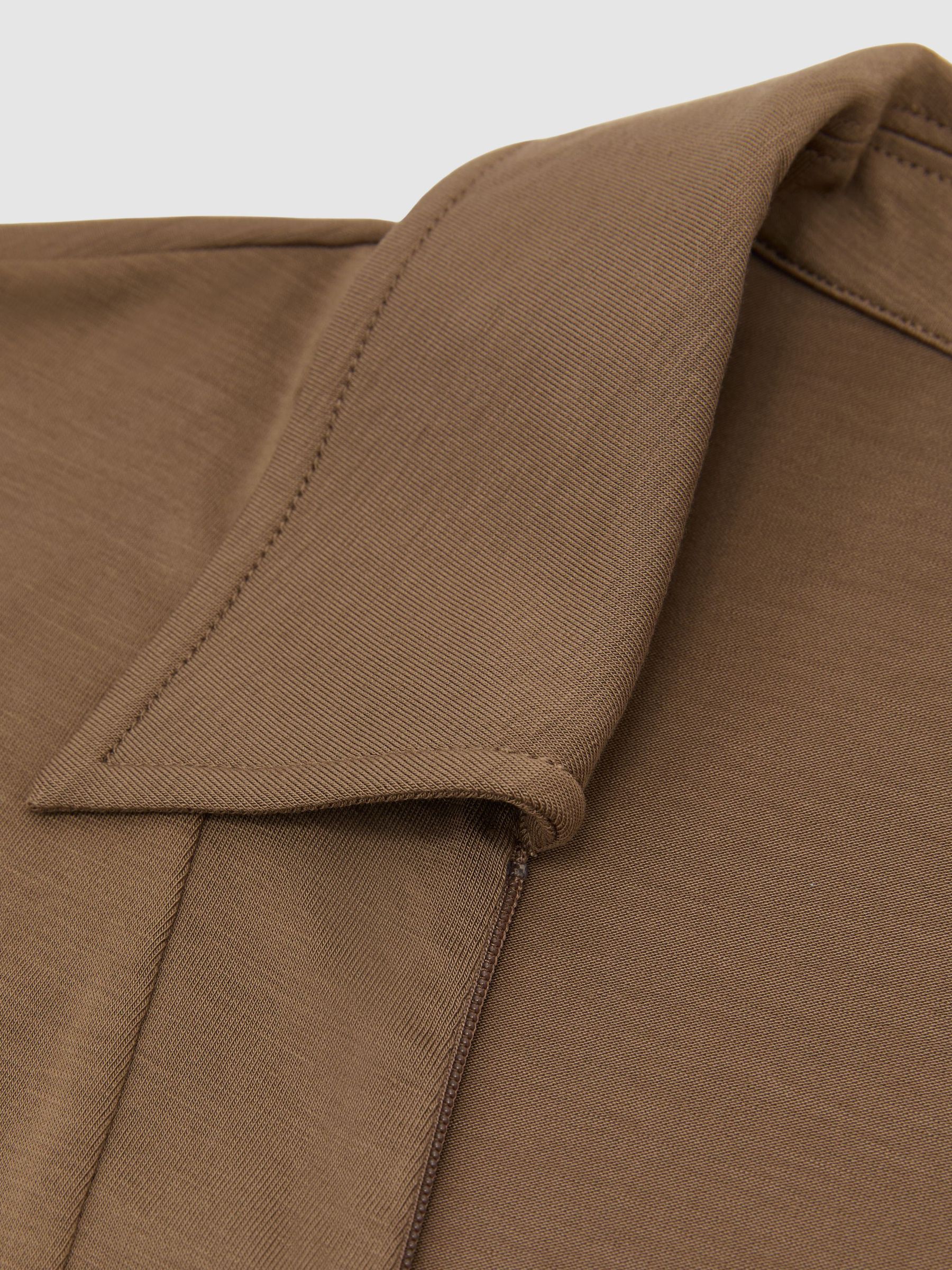 Jersey Half-Zip Polo Top in Taupe Brown - Image 6 of 6