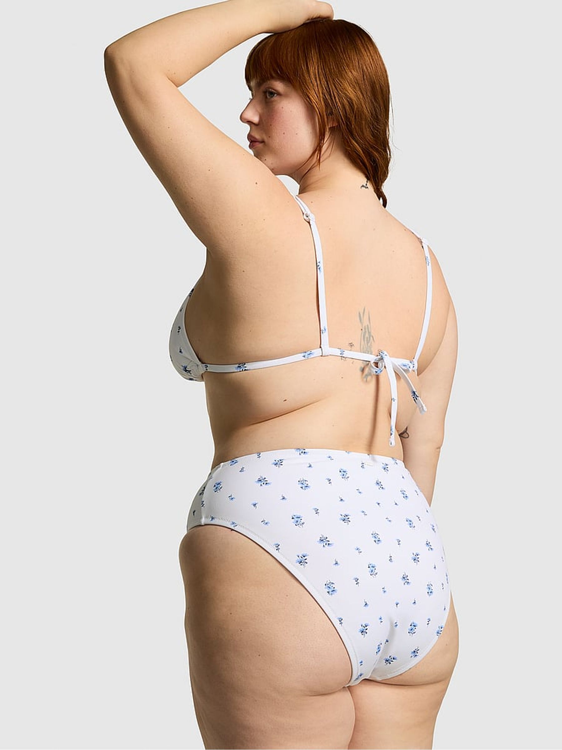 Optic White Floral High Waisted Swim Bikini Bottom - Image 2 of 3