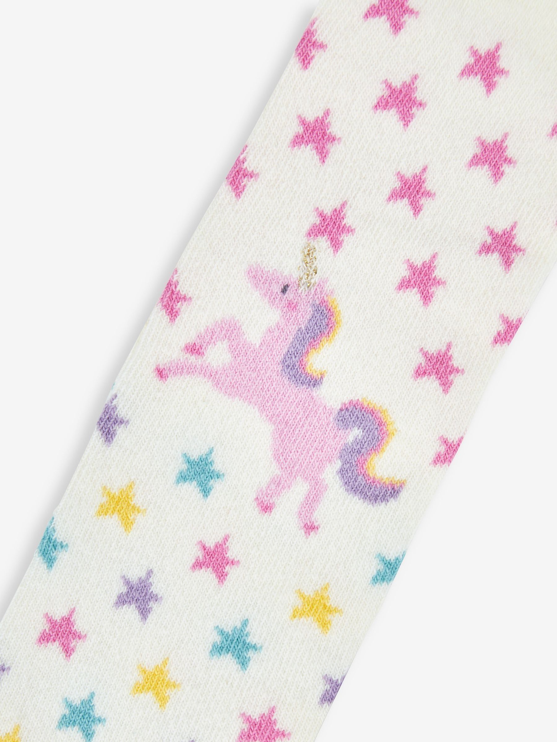 Cream Cotton Rich Unicorn Knee Tights - Image 2 of 2