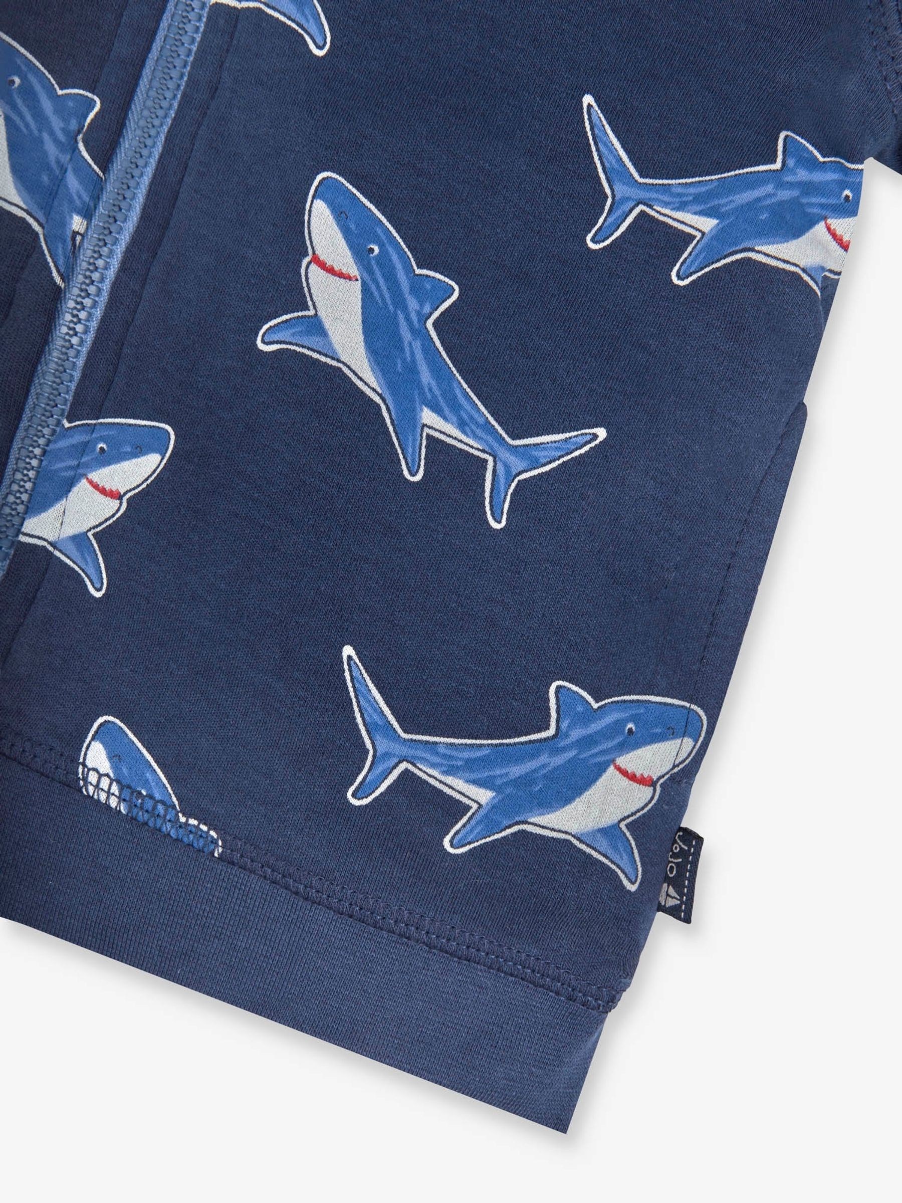 Navy Shark Appliqué With Pet In Pocket Reversible Hoodie - Image 5 of 6