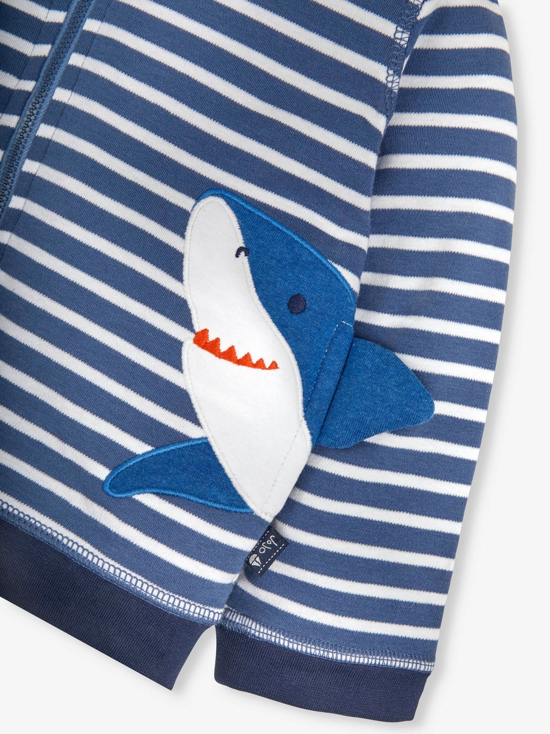 Navy Shark Appliqué With Pet In Pocket Reversible Hoodie - Image 6 of 6