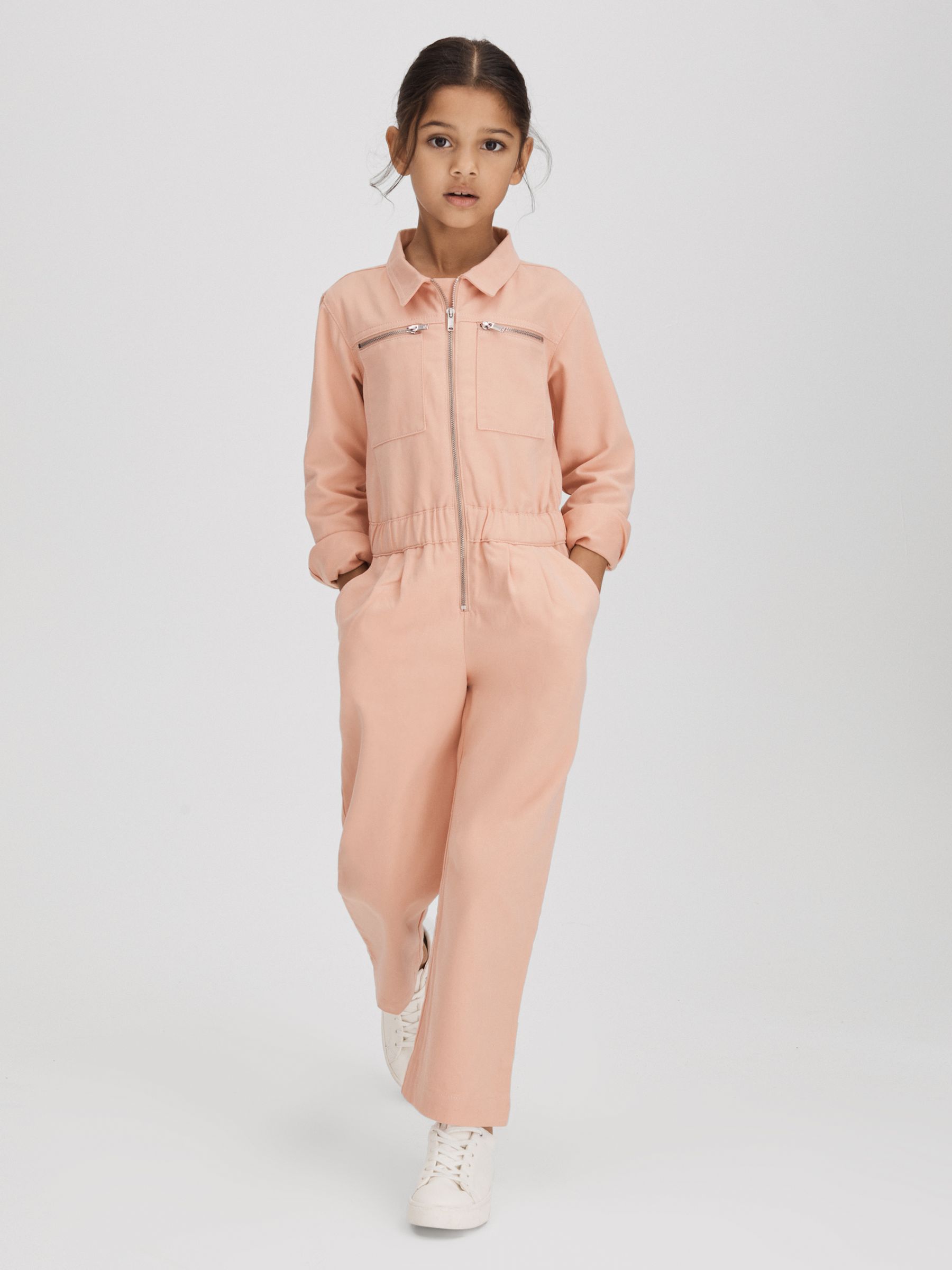 4-9 yrs Denim Jumpsuit in Pink - Image 1 of 6