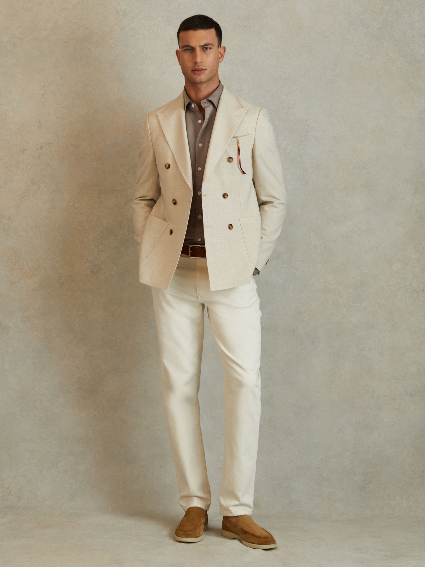 Slim Fit Mercerised Cotton Jersey Shirt in Cinder - Image 3 of 5