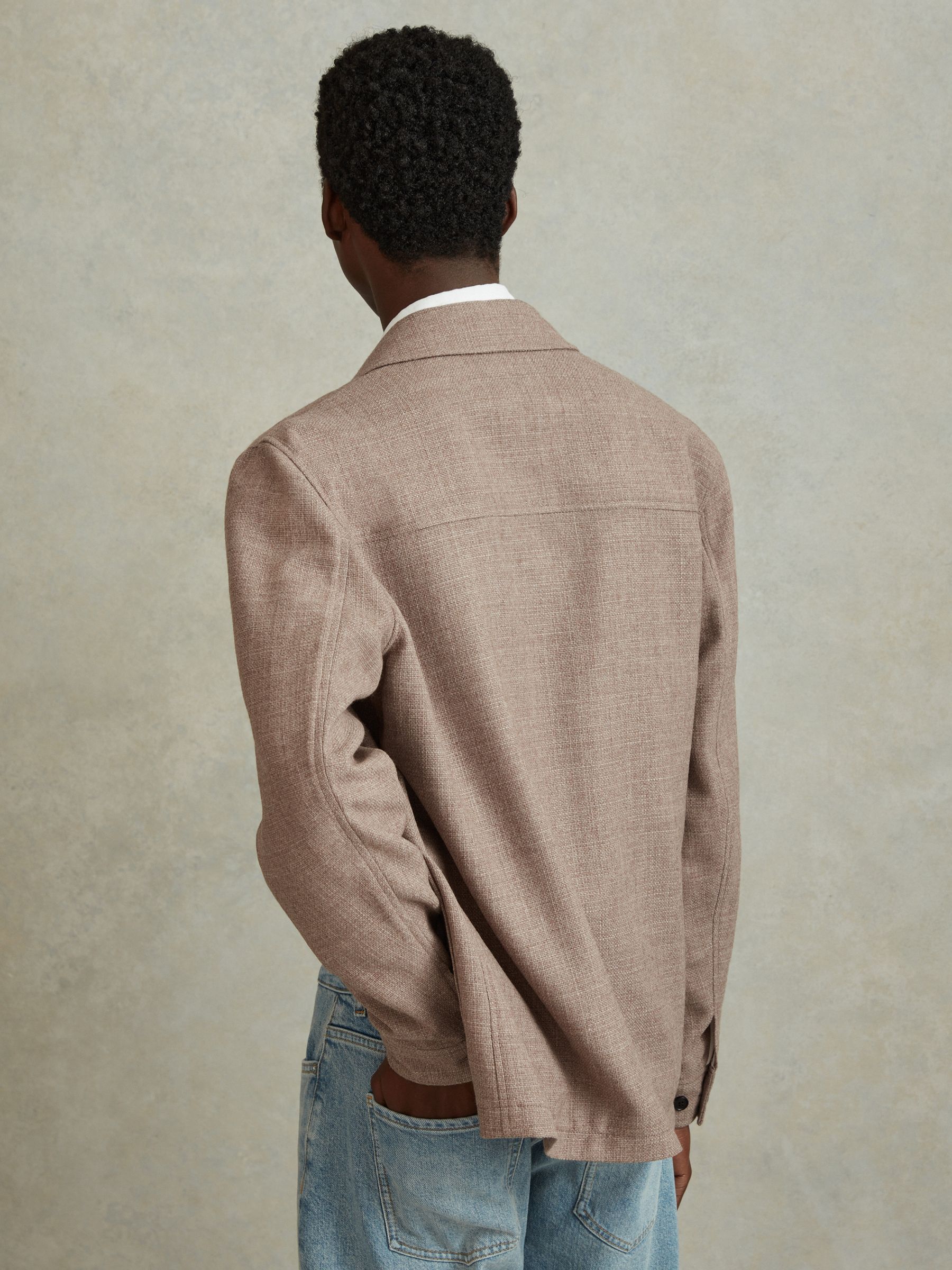 Wool Blend Button-Through Overshirt in Mocha - Image 5 of 6