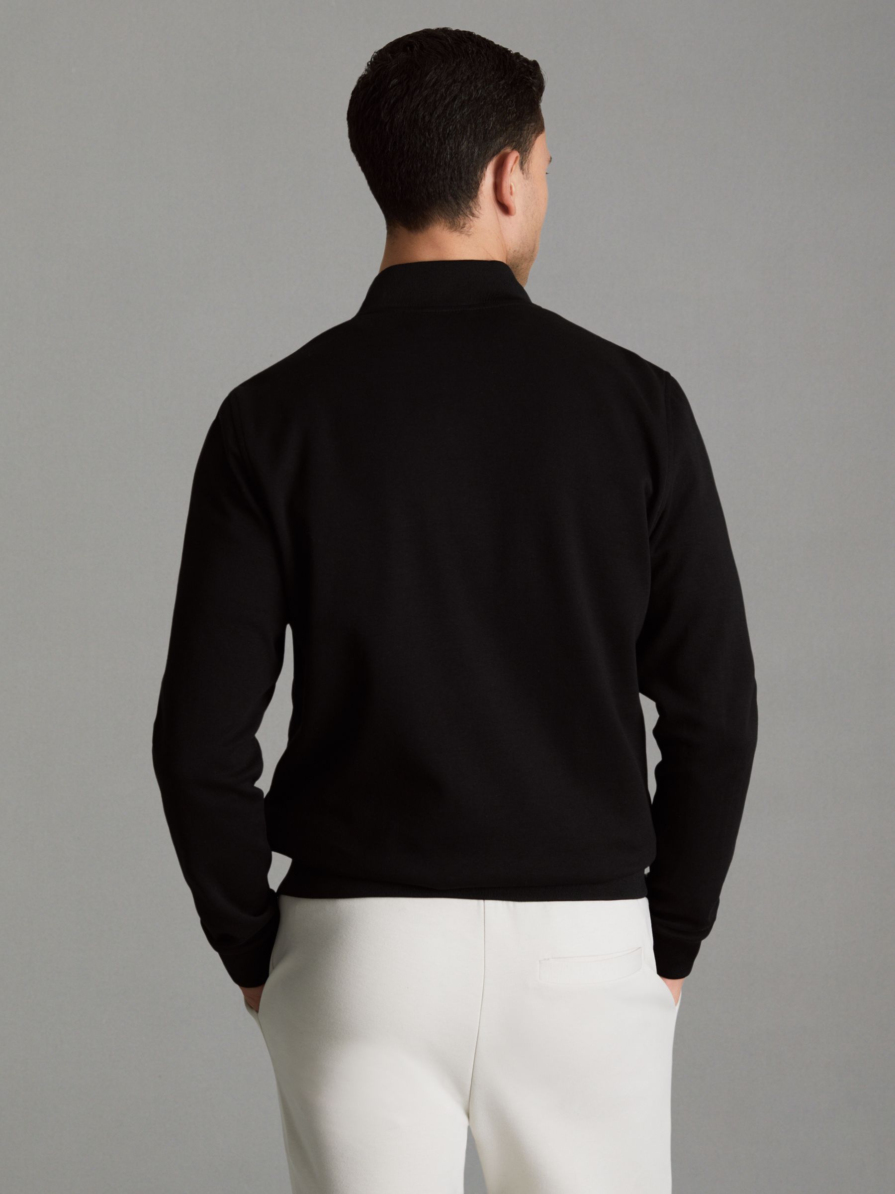 Hybrid Quilt and Knit Zip-Through Jacket in Black - Image 4 of 6