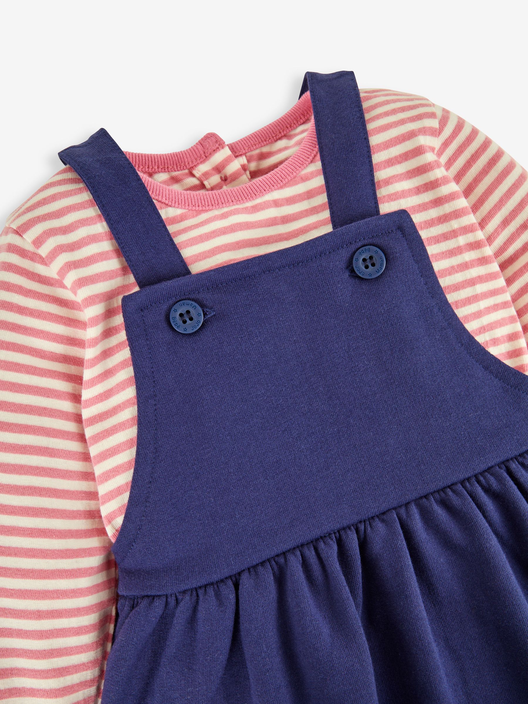 Navy Blue Hedgerow Friends Girls' 2-Piece Appliqué Pinafore Dress & Top Set - Image 5 of 6