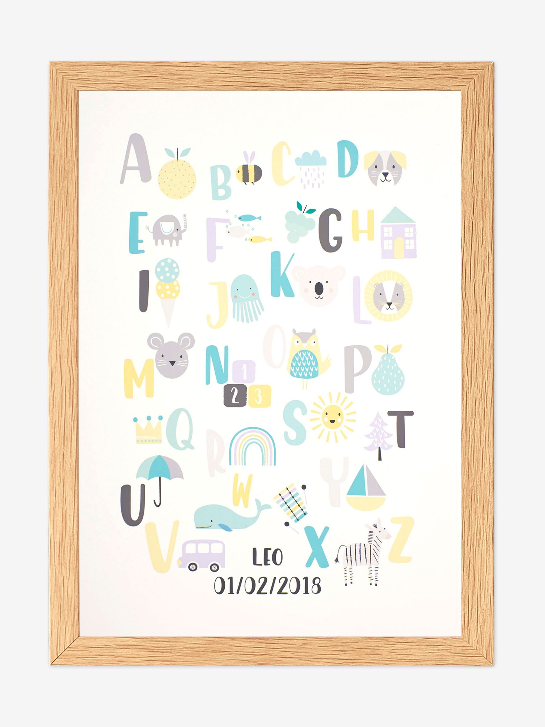 Oak Personalised & Framed Alphabet Print - Image 1 of 1