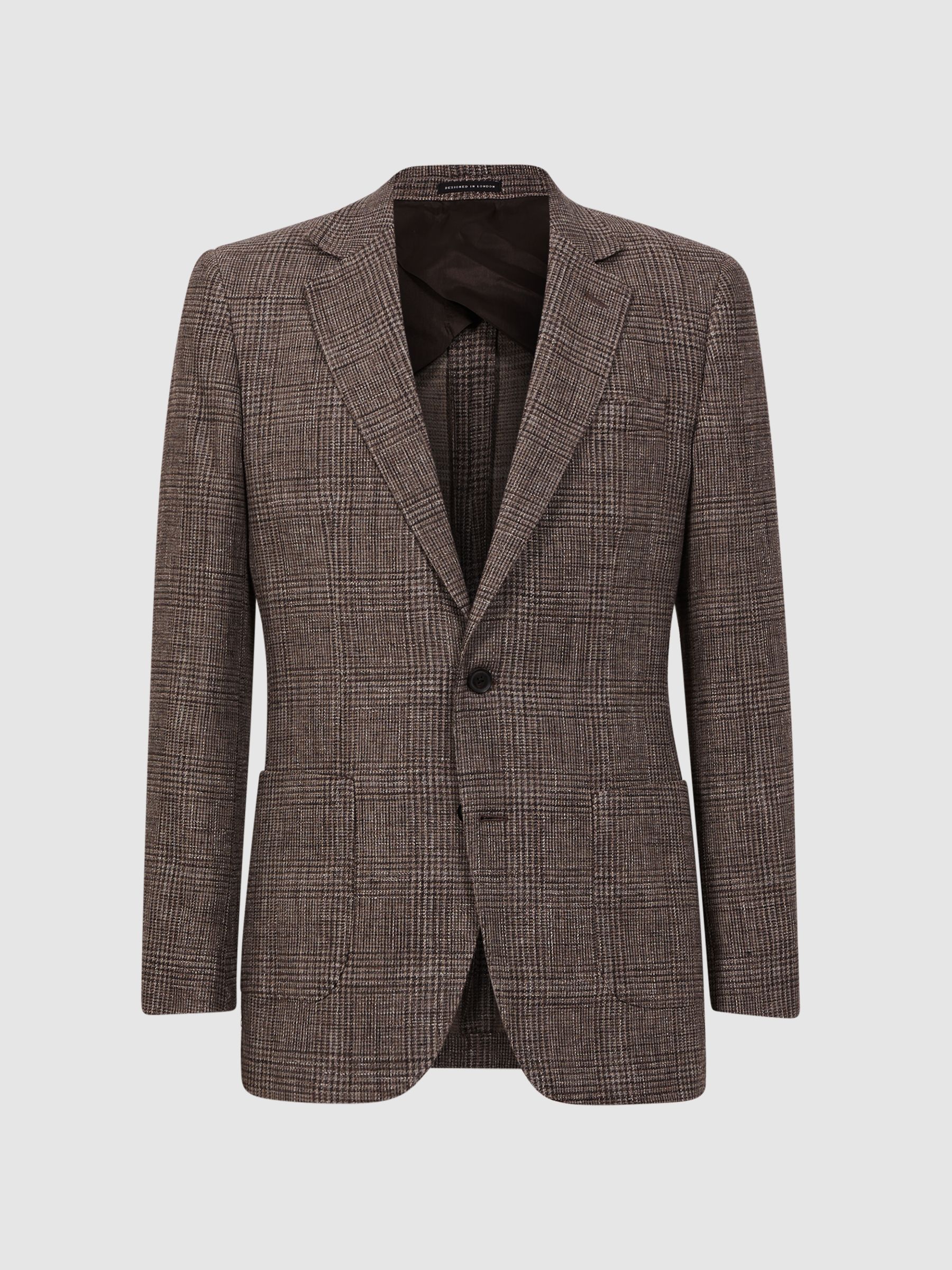 Modern Fit Single Breasted Check Blazer in Brown - Image 2 of 6