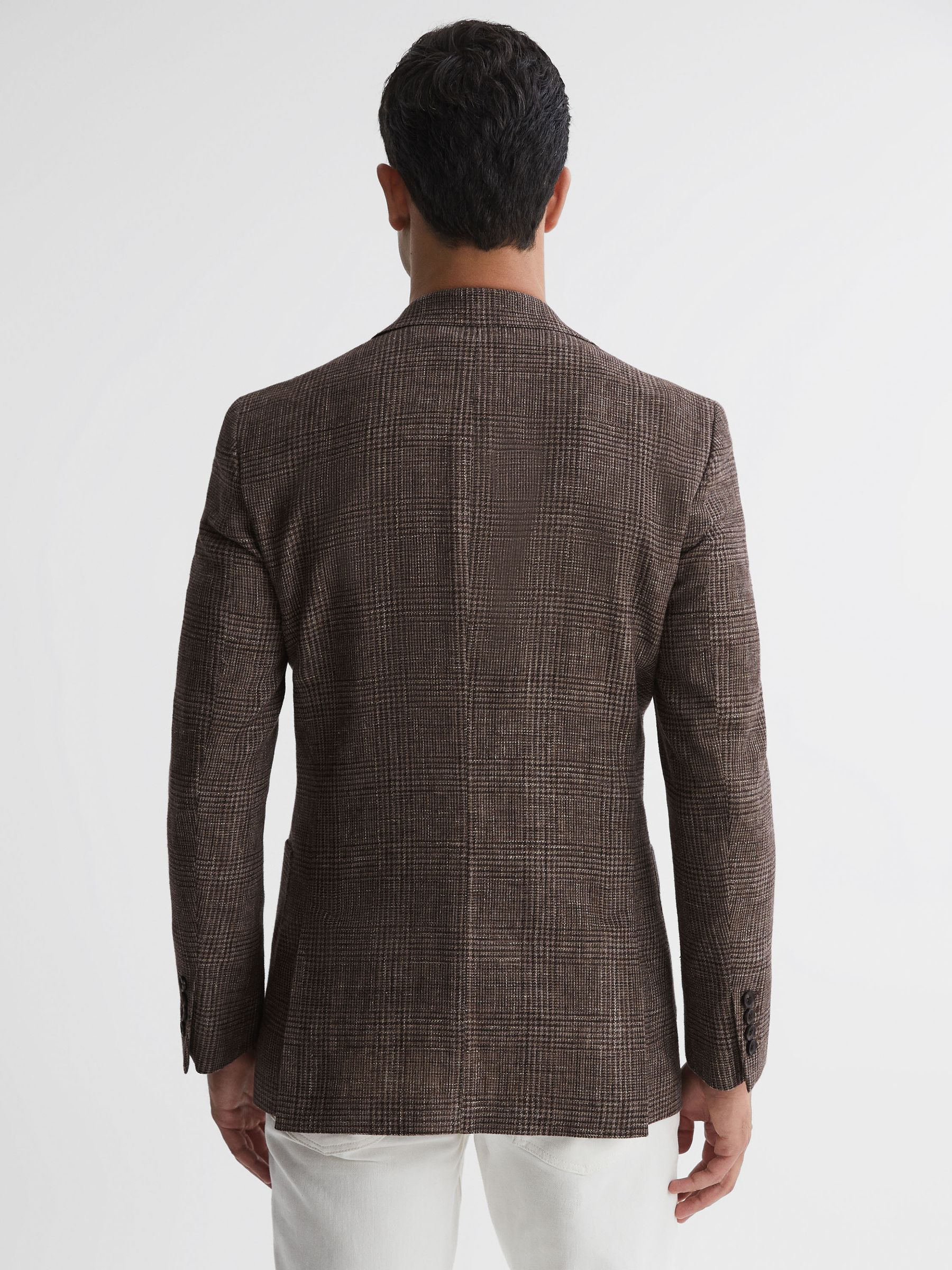 Modern Fit Single Breasted Check Blazer in Brown - Image 4 of 6