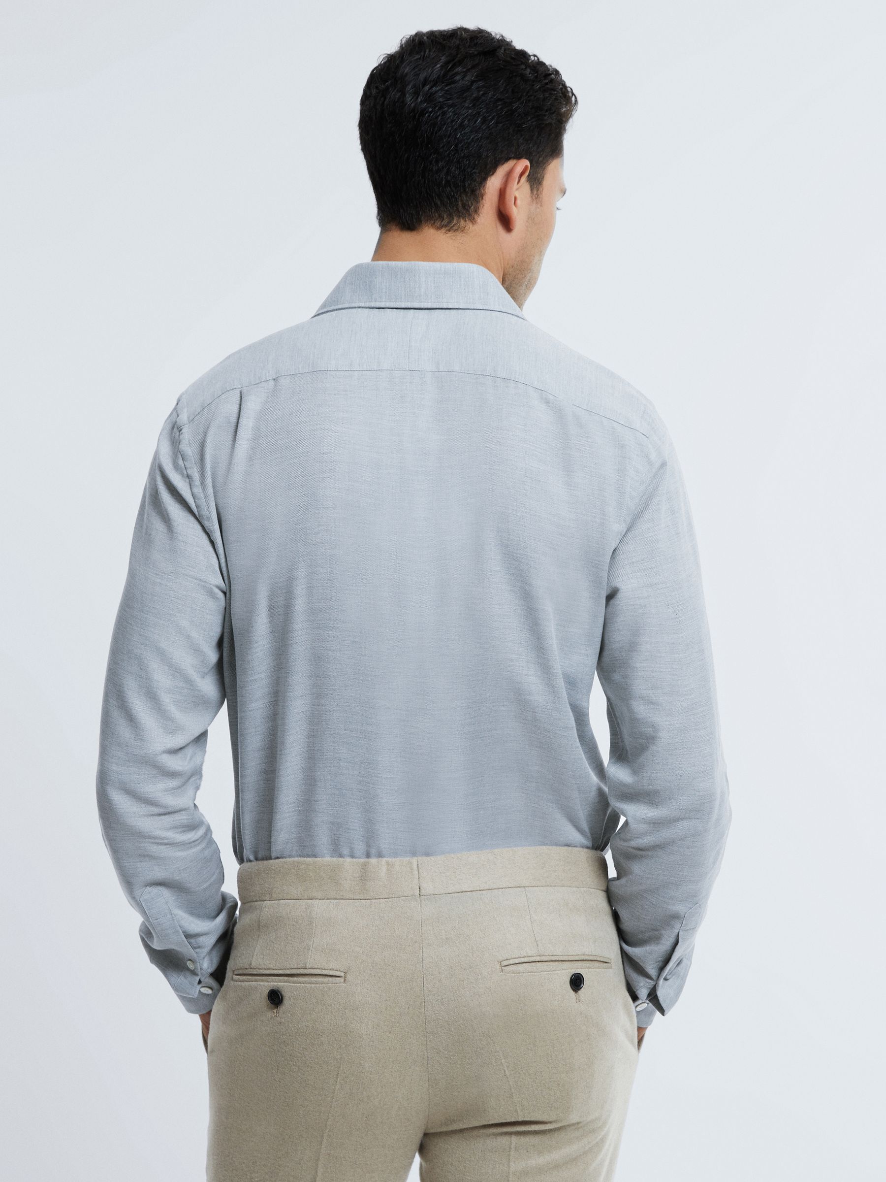 Atelier Italian Cotton Cashmere Shirt in Grey Melange - Image 2 of 7