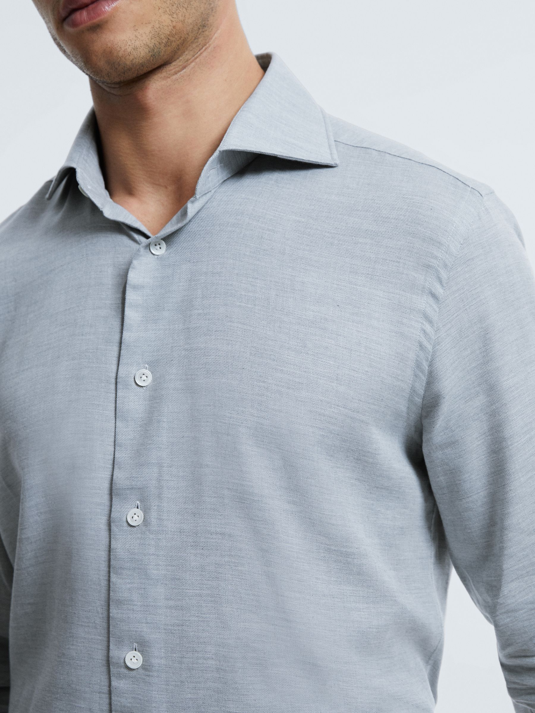 Atelier Italian Cotton Cashmere Shirt in Grey Melange - Image 5 of 7