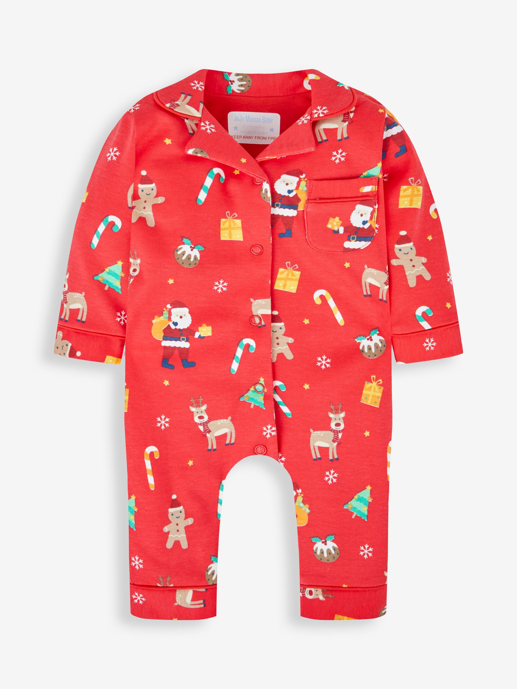 Red Kids' Christmas All-In-One Pyjamas - Image 1 of 3