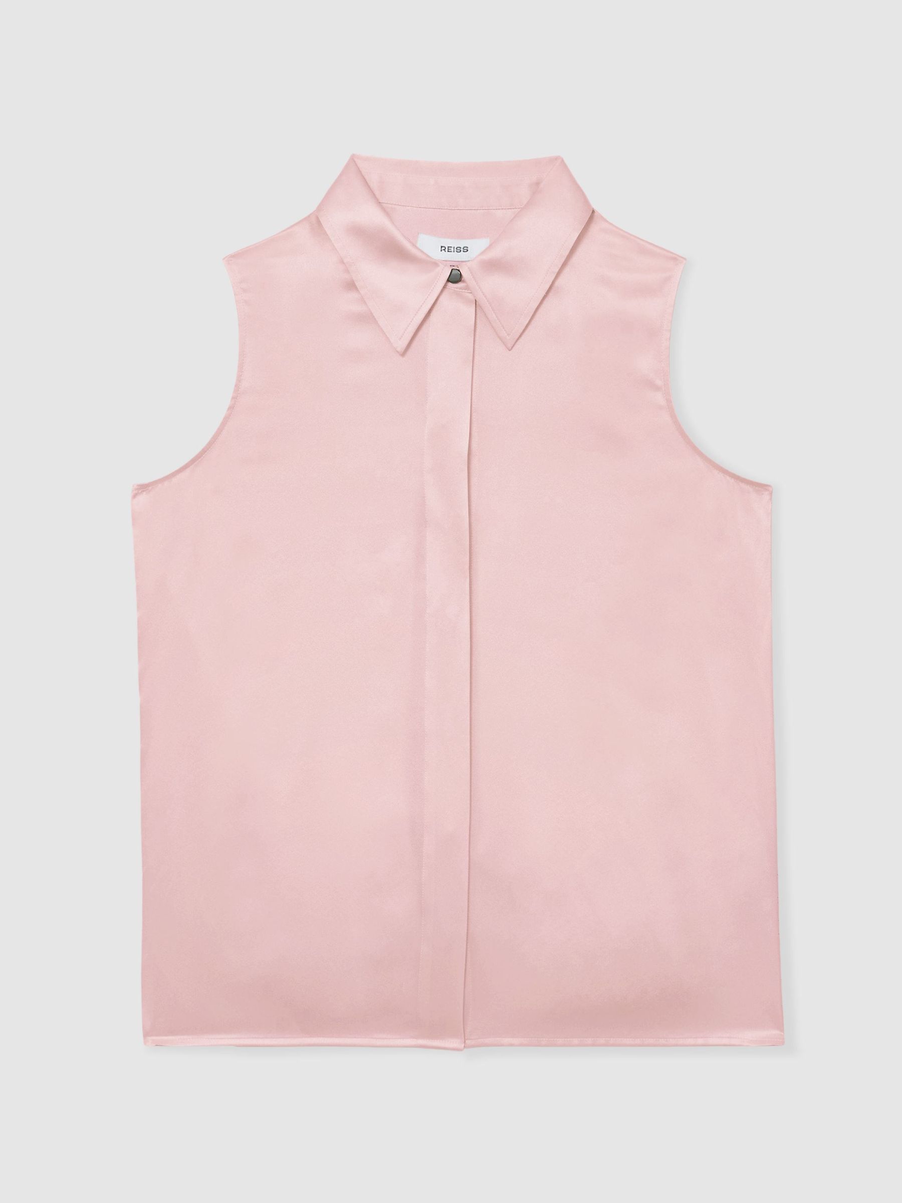 Silk Sleeveless Shirt in Pale Pink - Image 2 of 6