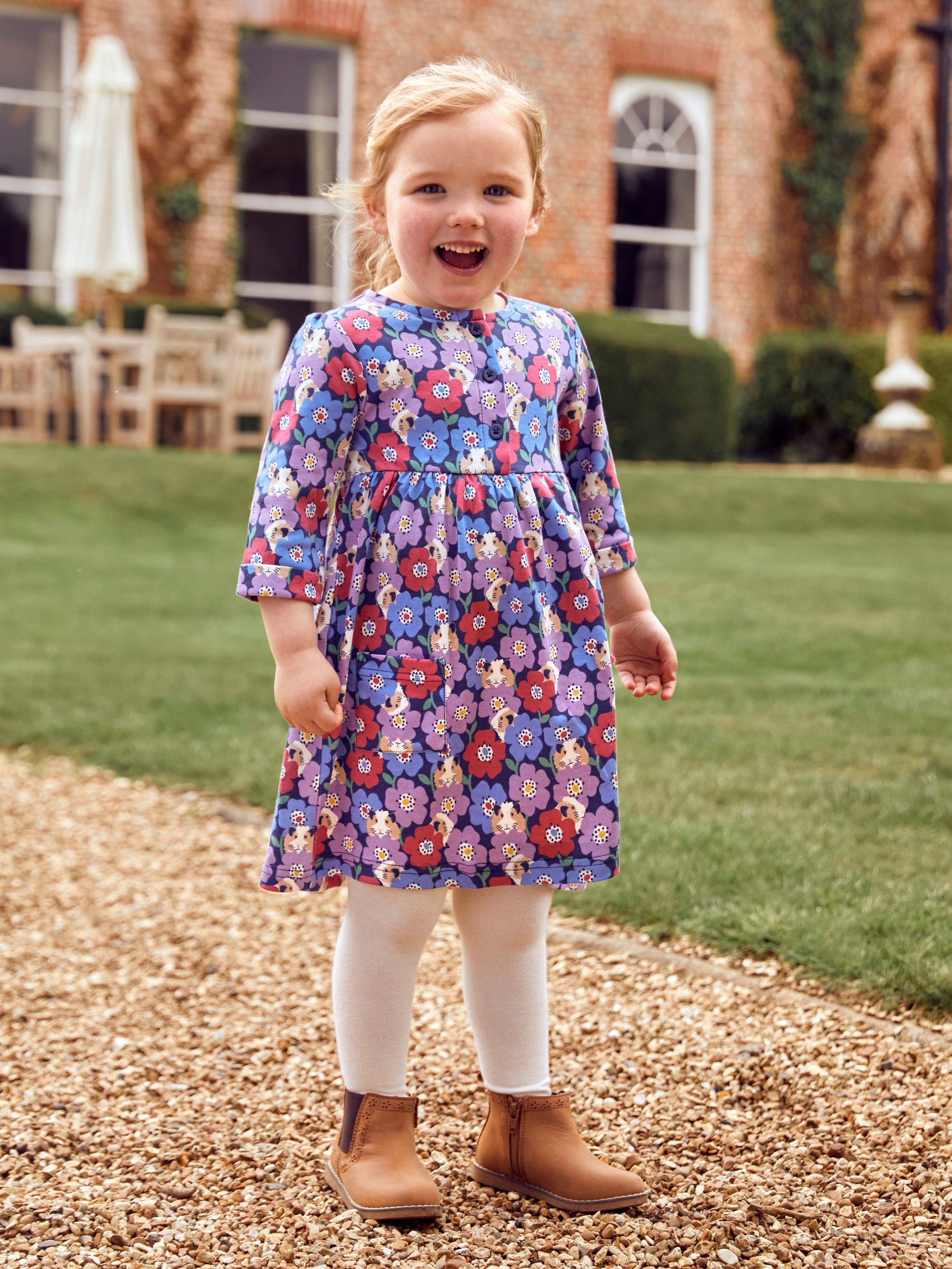 Navy Blue Guinea Pig Floral Button Front Dress - Image 1 of 3