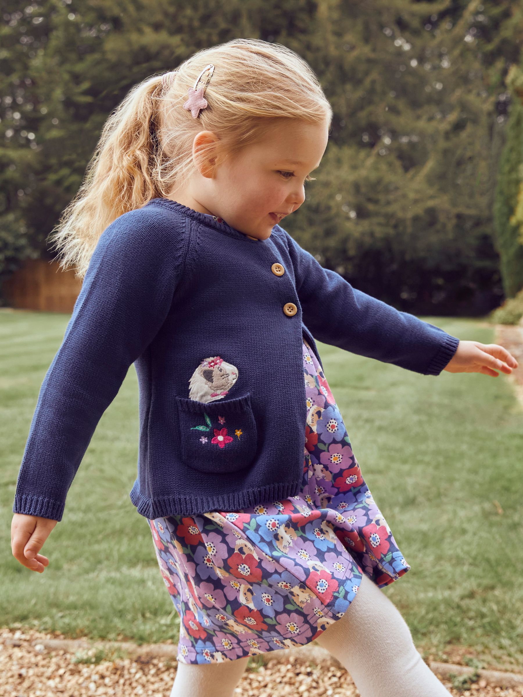 Navy Blue Guinea Pig Floral Button Front Dress - Image 3 of 3