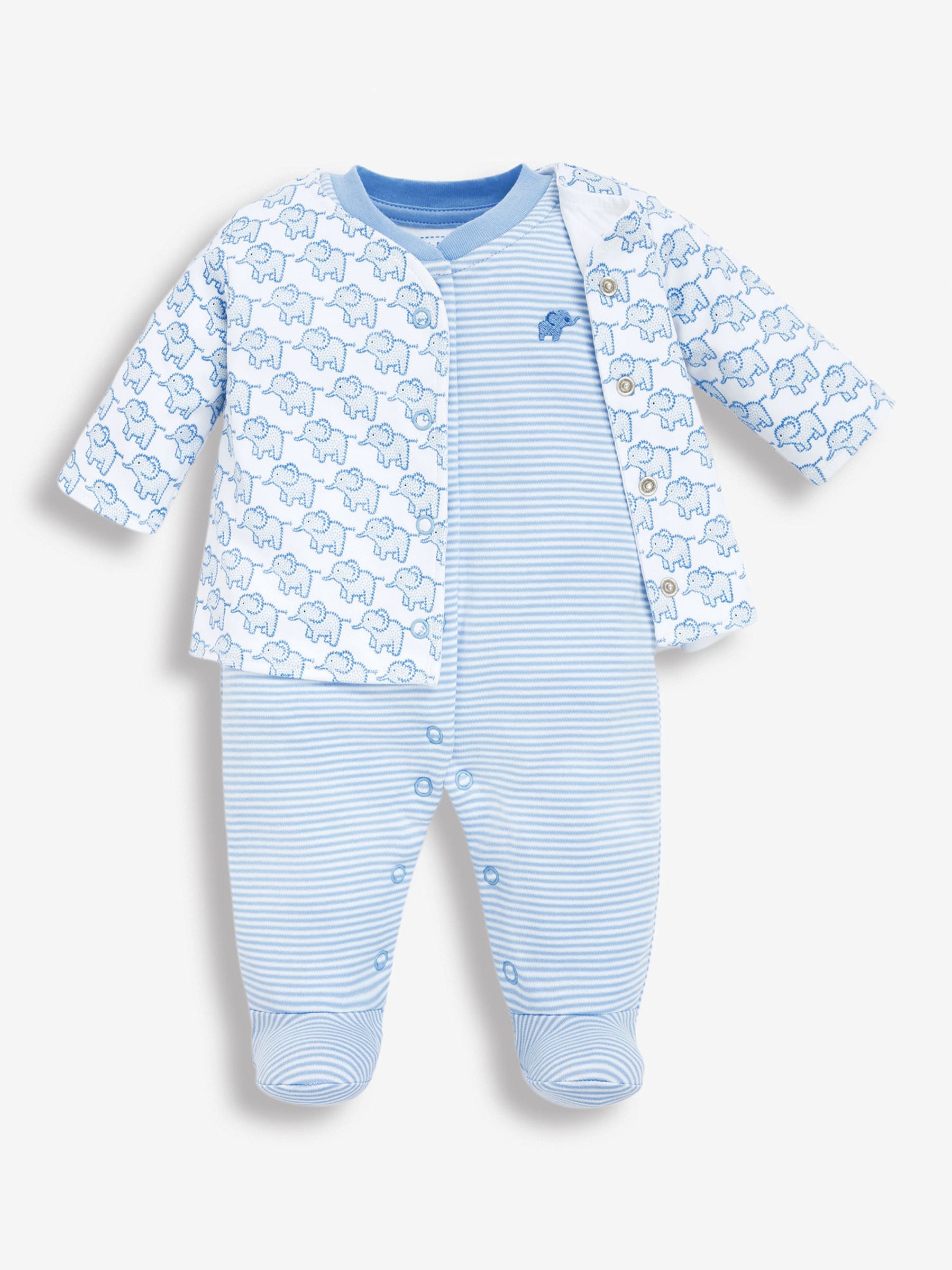 Blue 2-Piece Elephant Baby Jacket & Sleepsuit Set - Image 1 of 1