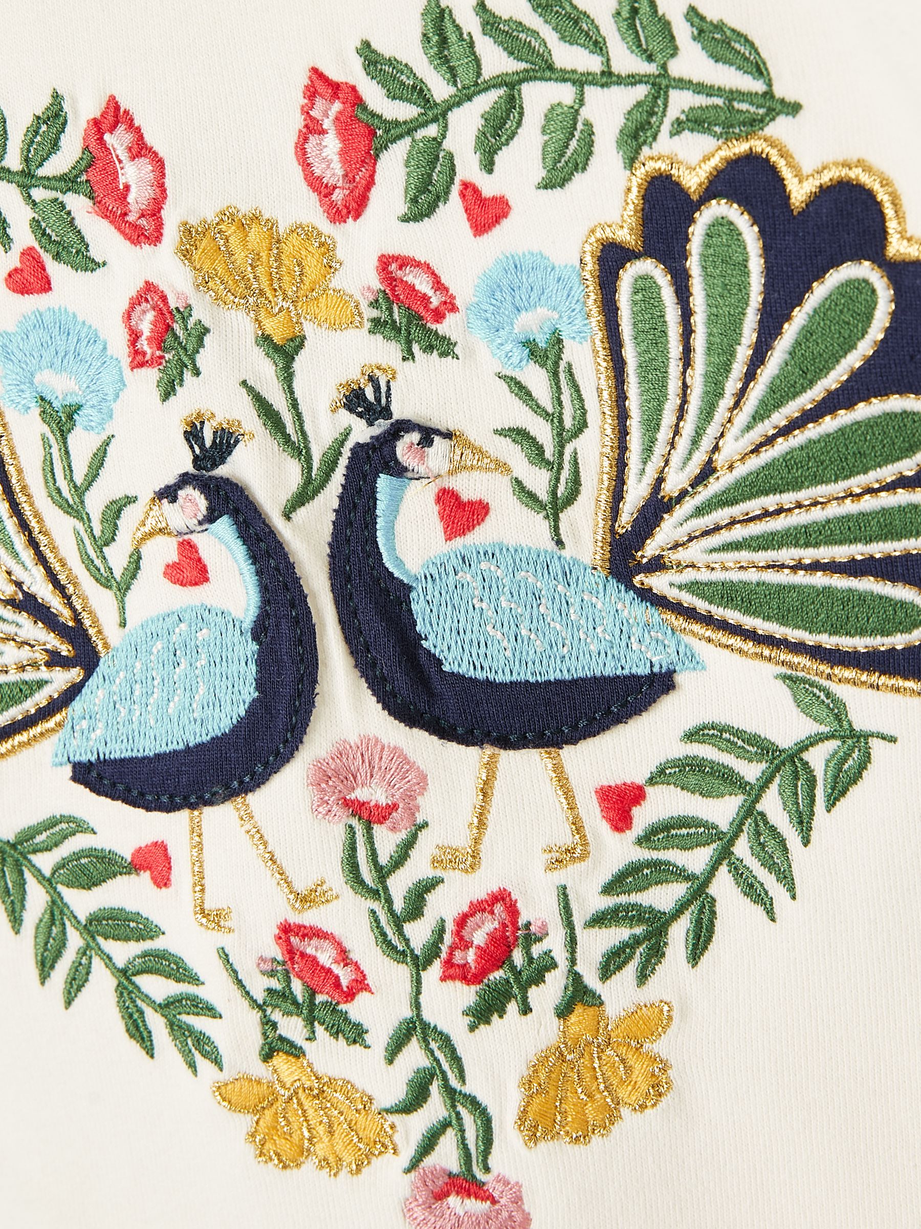 Farley Cream Long Sleeve Embroidered Artwork Top - Image 4 of 5