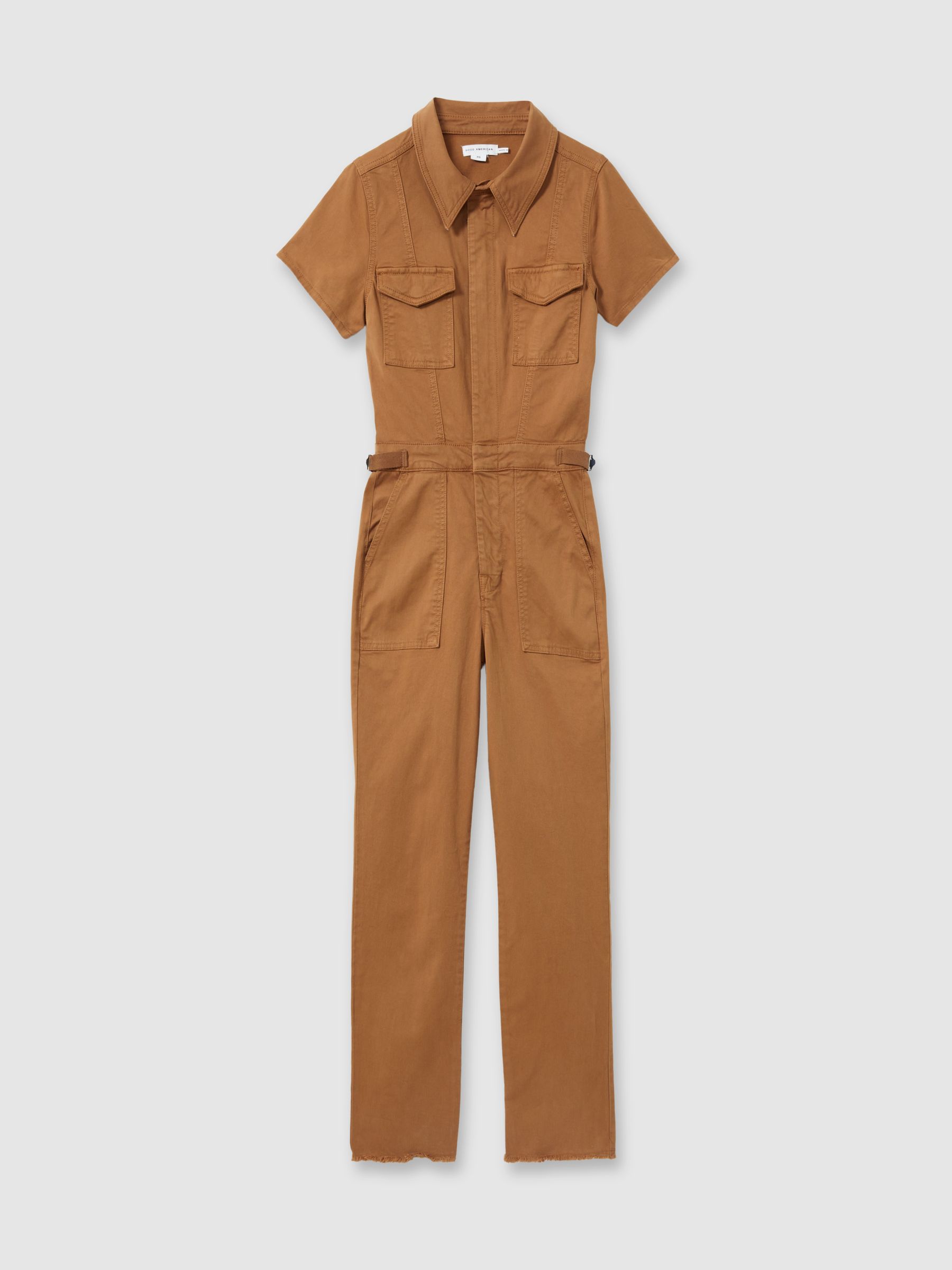 Good American Twill Utility Straight-Leg Jumpsuit in Tan - Image 2 of 6