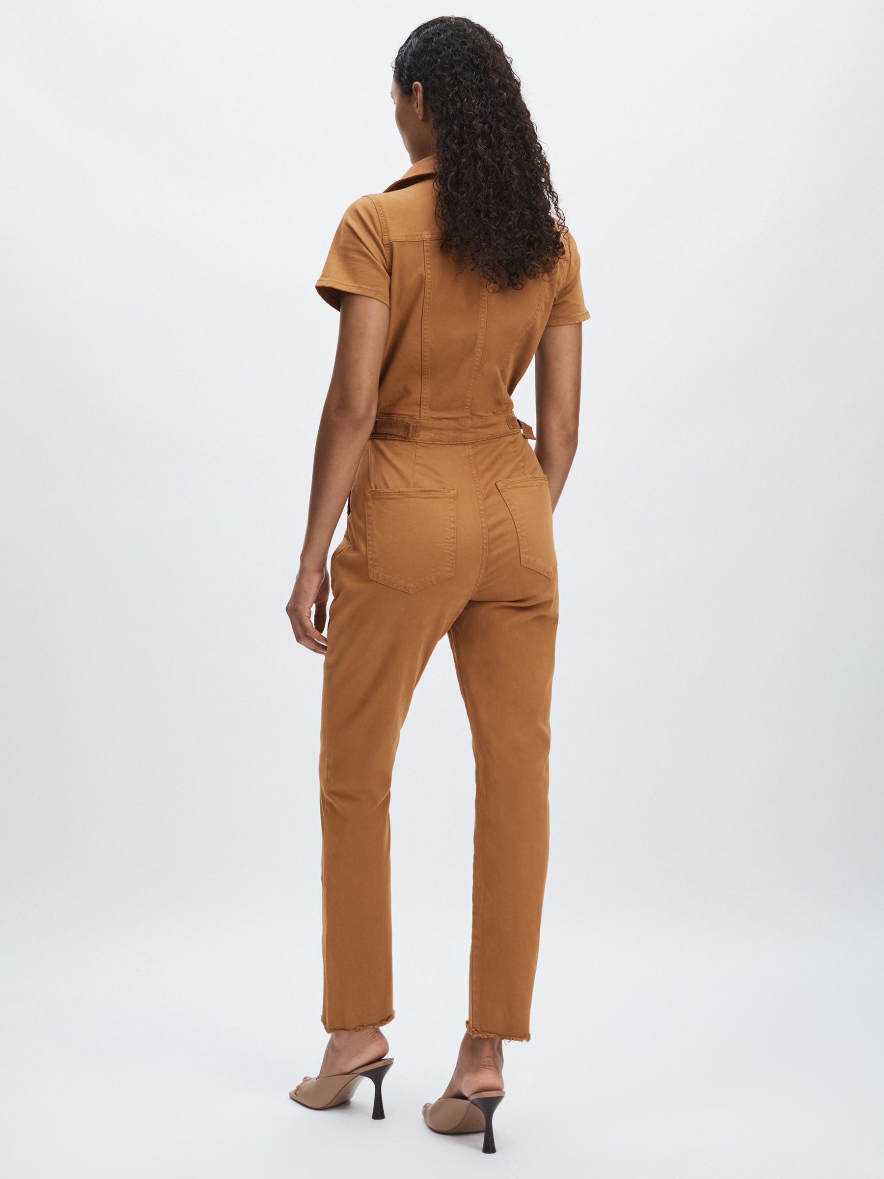 Good American Twill Utility Straight-Leg Jumpsuit in Tan - Image 5 of 6