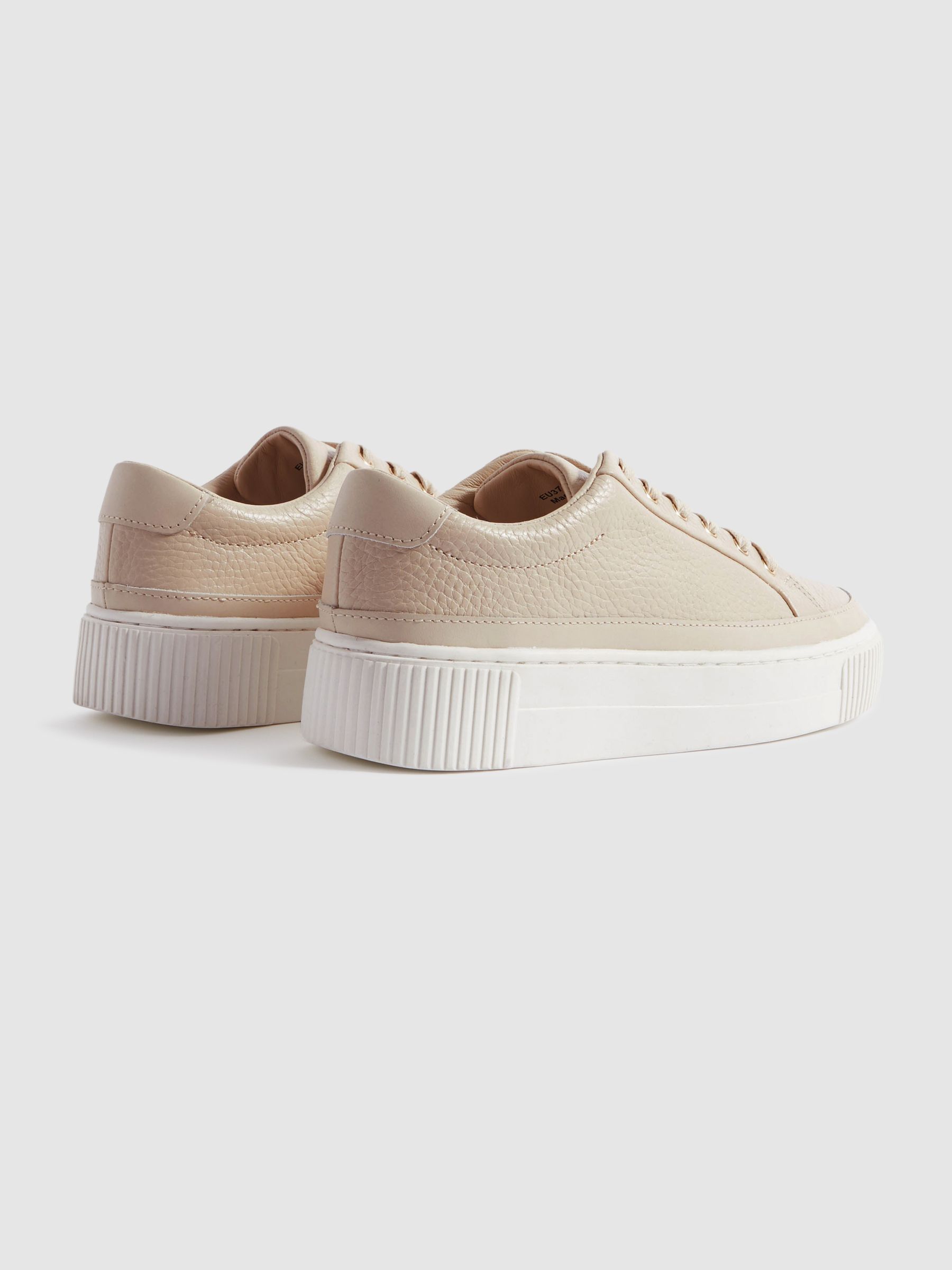 Grained Leather Platform Trainers in Nude - Image 4 of 5