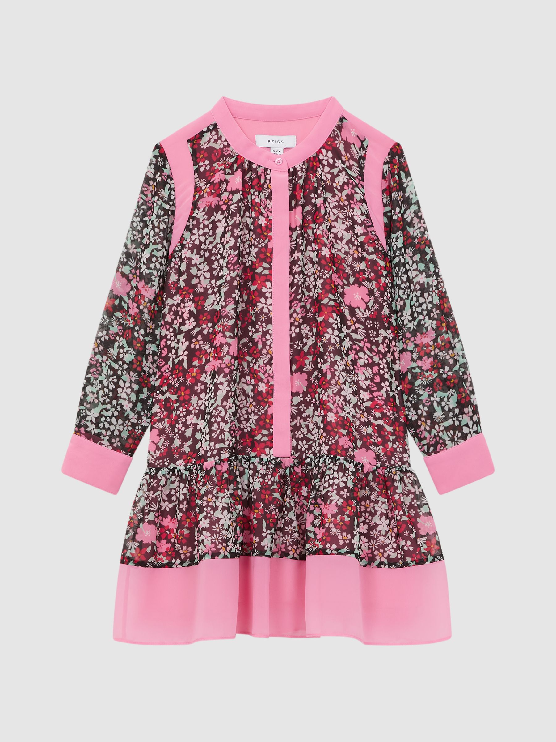 Junior Floral Print Contrast Dress in Pink - Image 2 of 6 Junior Floral Print Contrast Dress in Pink - Image 2 of 6