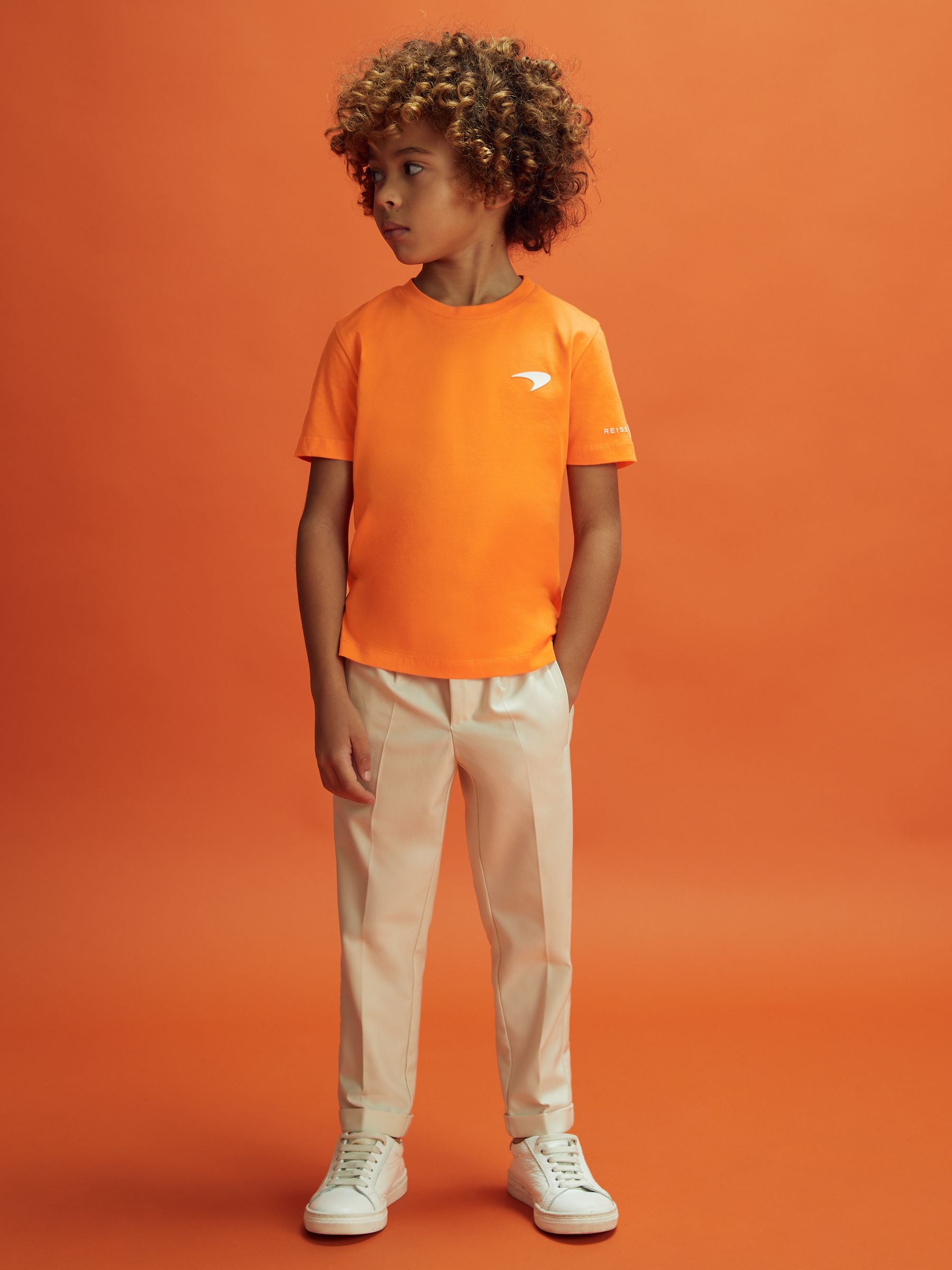 9-13 yrs McLaren F1 Mercerised Cotton Crew Neck T-Shirt in Papaya - Image 3 of 10