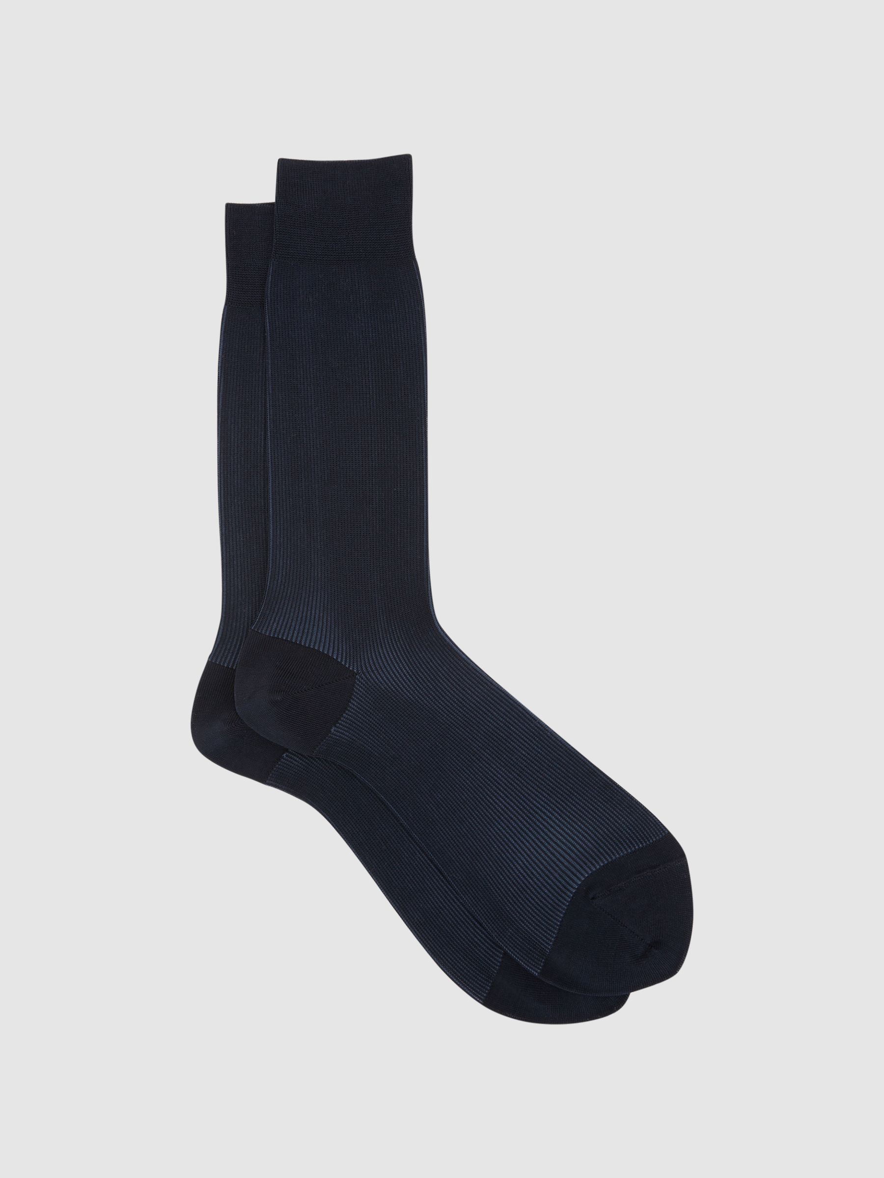 Two Tone Cotton Socks in Navy - Image 1 of 3