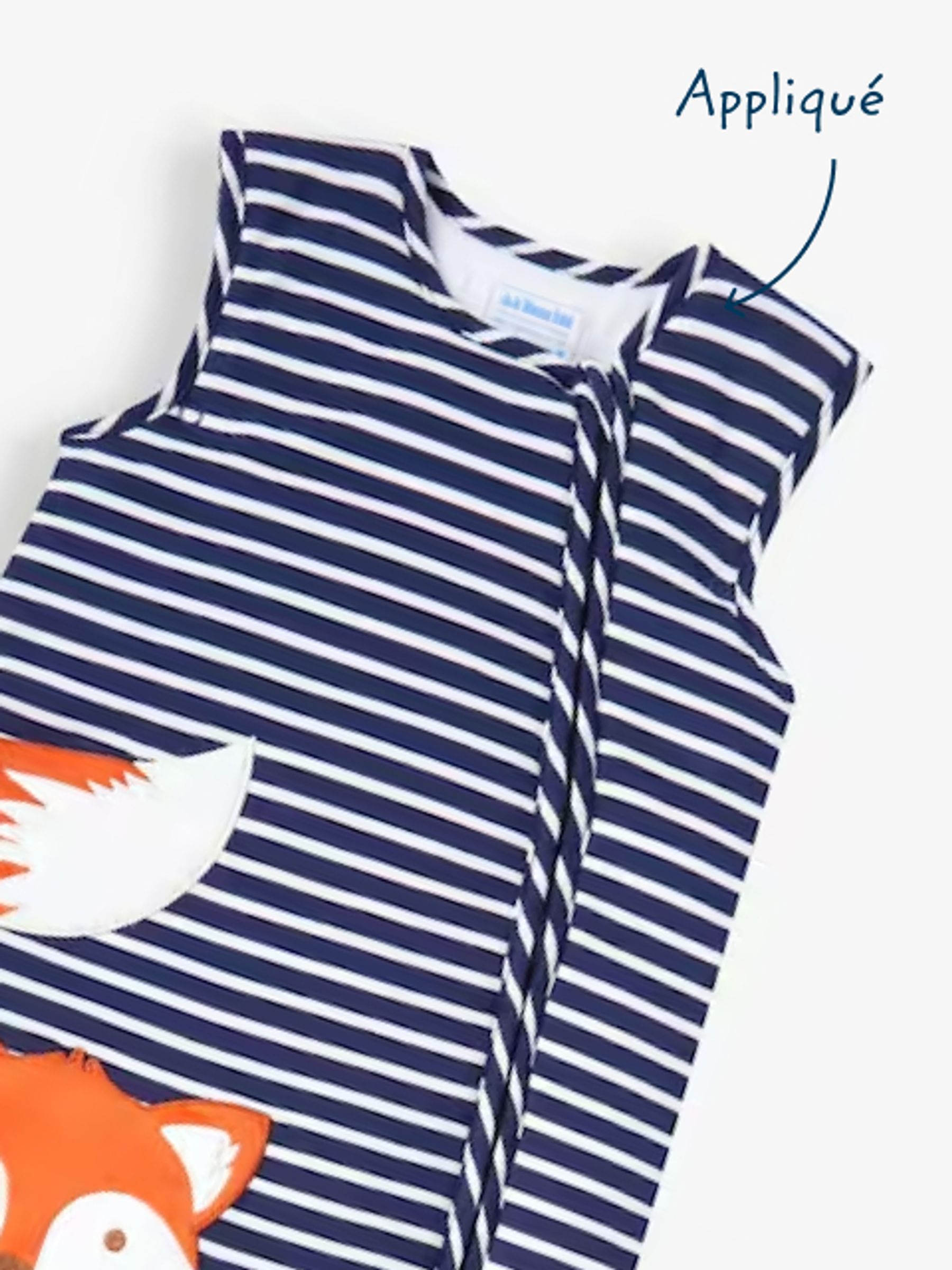 Navy Stripe Fox Appliqué 2.5 Tog Toddler Sleeping Bag - Image 3 of 3