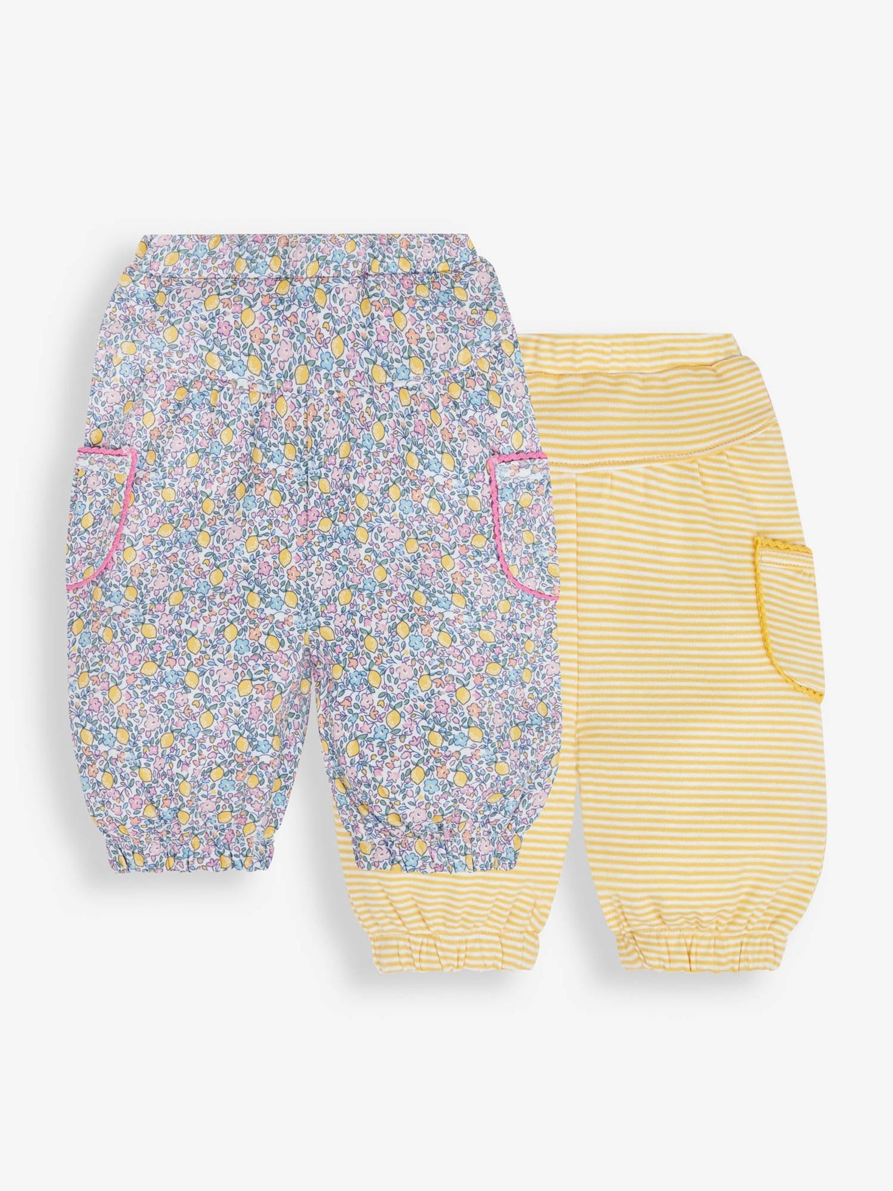 Lemon 2-Pack Ditsy Print & Yellow Stripe Baby Trousers - Image 1 of 5