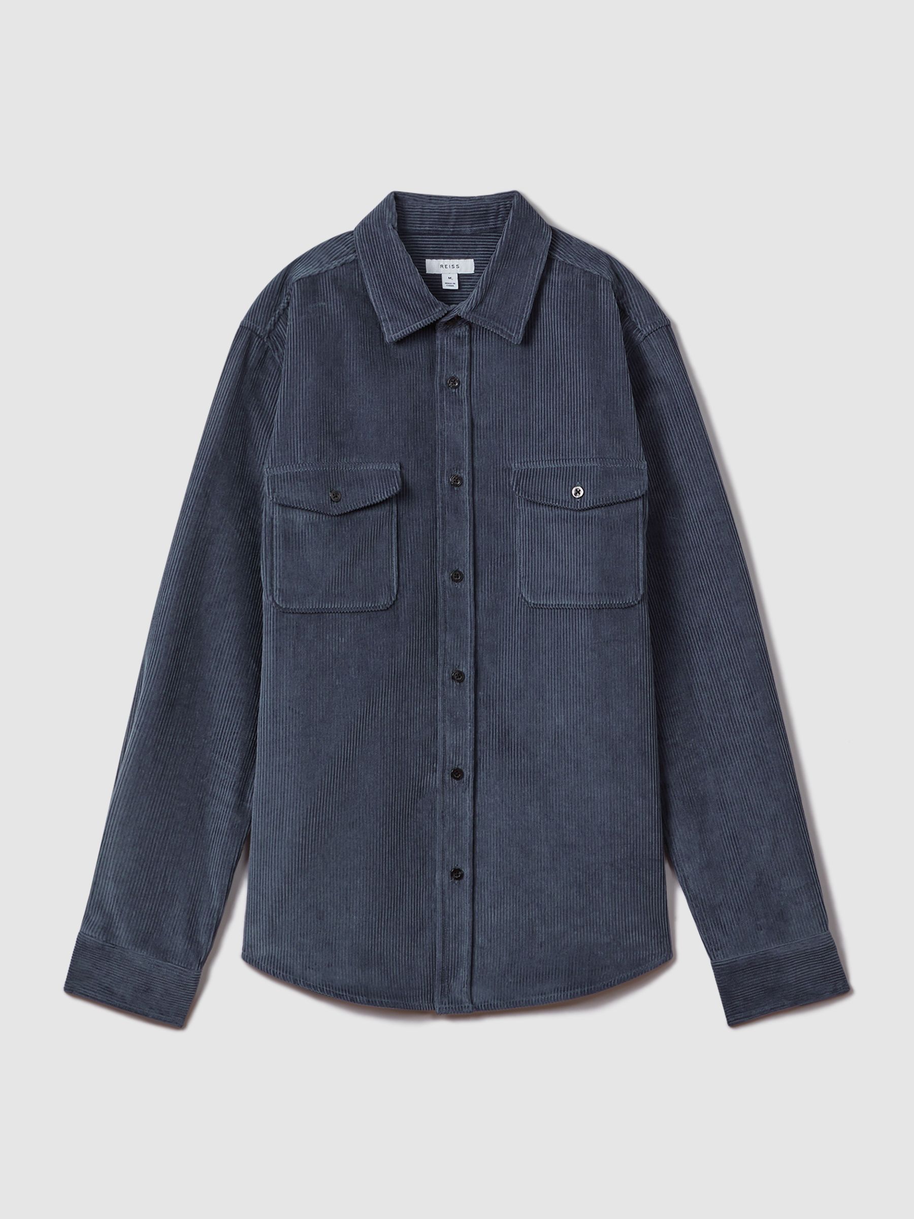 Corduroy Twin Pocket Overshirt in Dark Airforce - Image 2 of 6