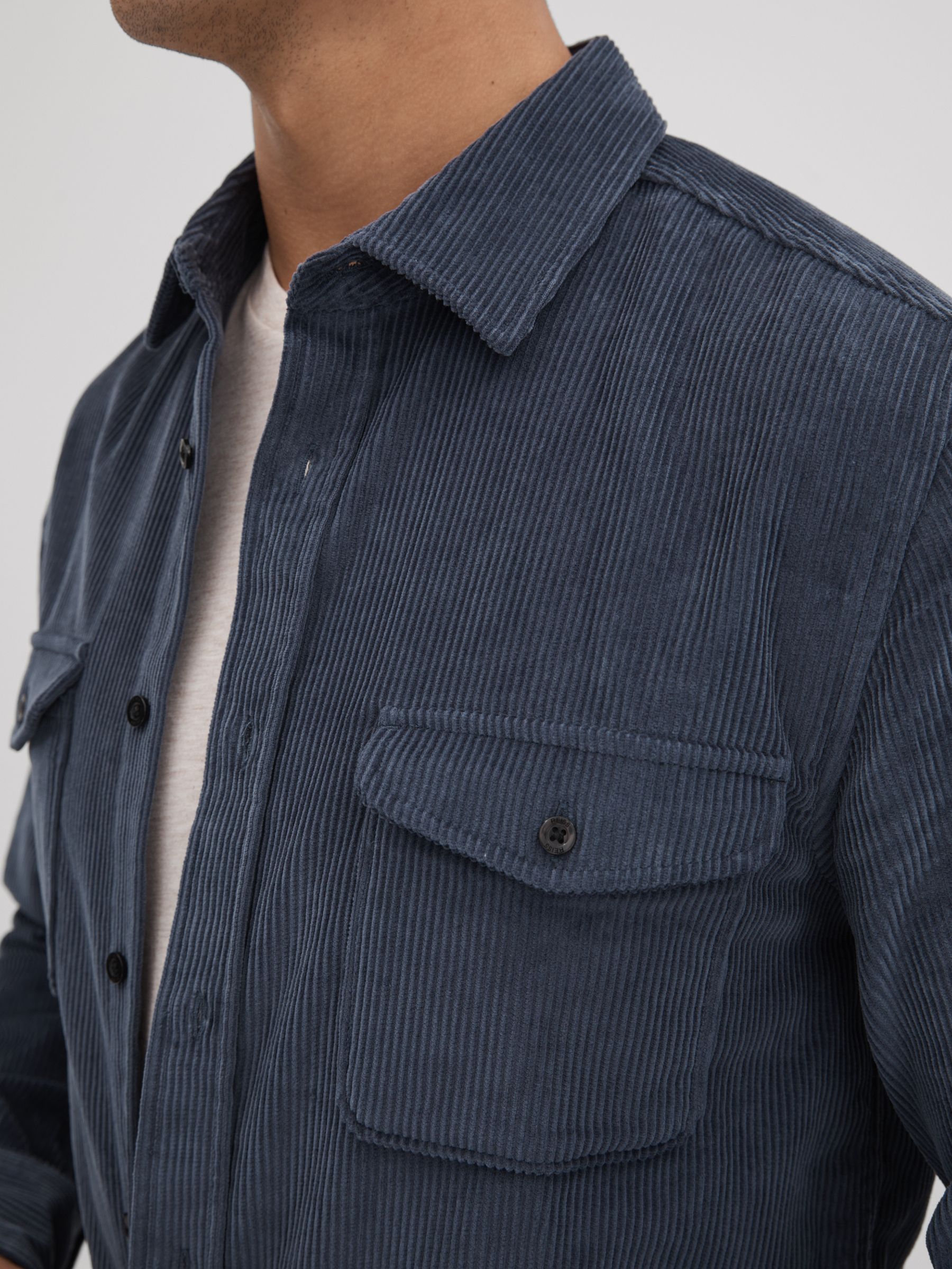 Corduroy Twin Pocket Overshirt in Dark Airforce - Image 4 of 6