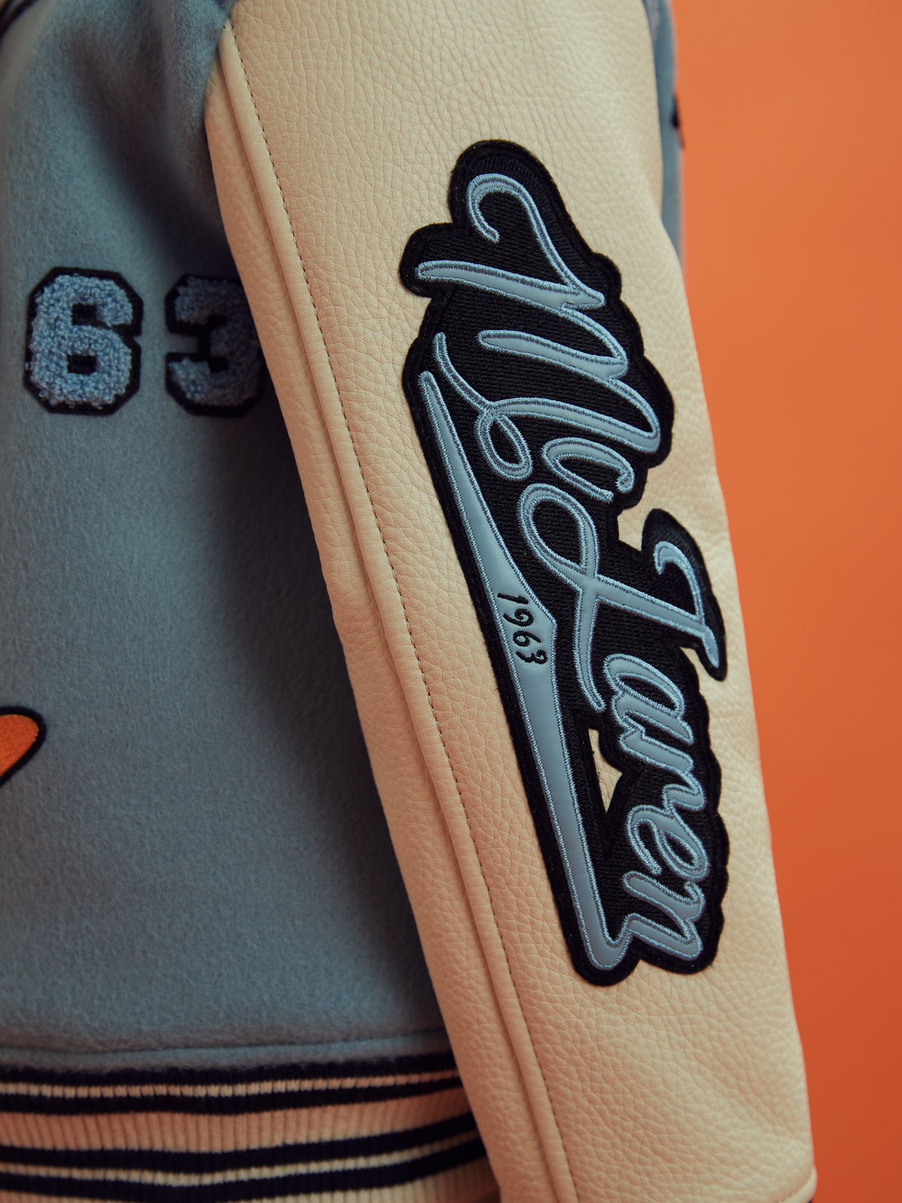 9-13 yrs McLaren F1 Leather Varsity Jacket in Airforce Blue/Ecru - Image 6 of 10