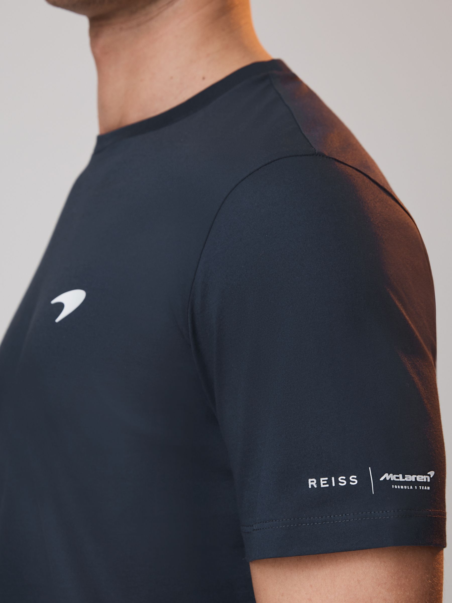 McLaren F1 Mercerised Cotton Crew Neck T-Shirt in Airforce Blue - Image 4 of 6
