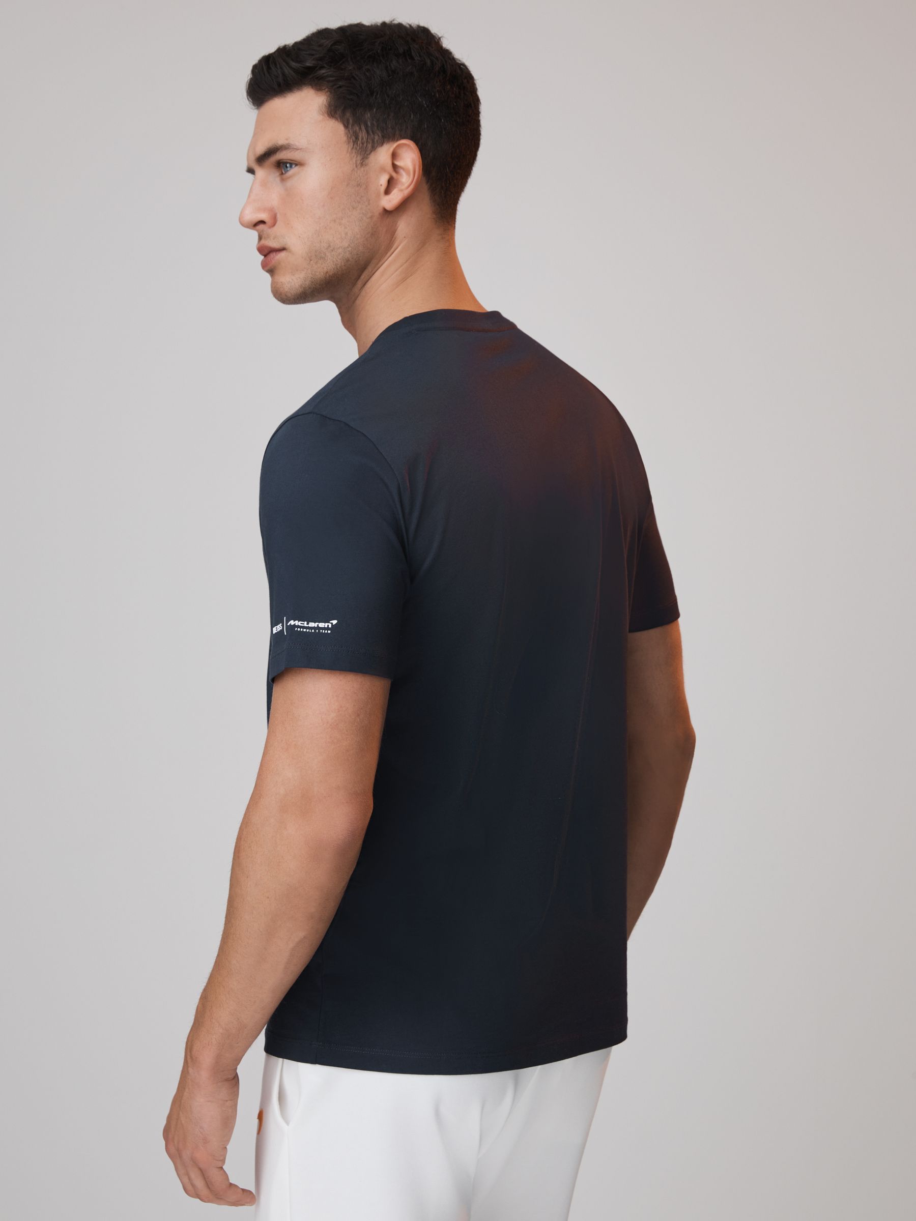 McLaren F1 Mercerised Cotton Crew Neck T-Shirt in Airforce Blue - Image 5 of 6