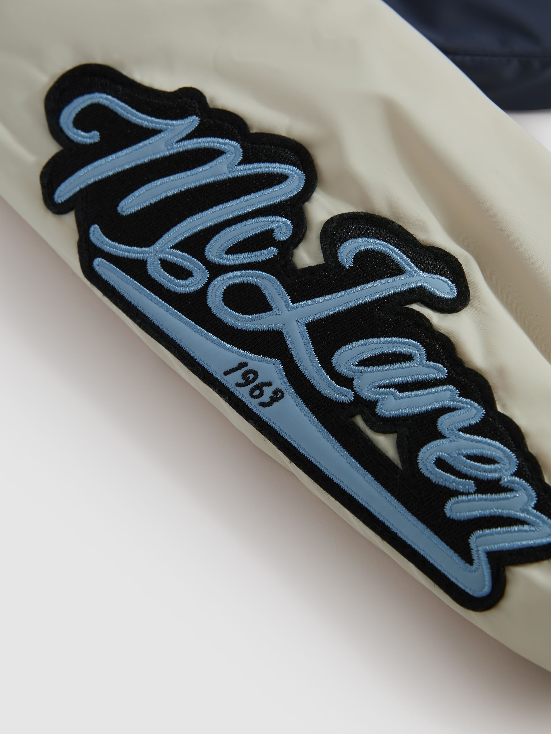 Junior McLaren F1 Patch Varsity Bomber Jacket in Airforce Blue/Ecru - Image 9 of 12