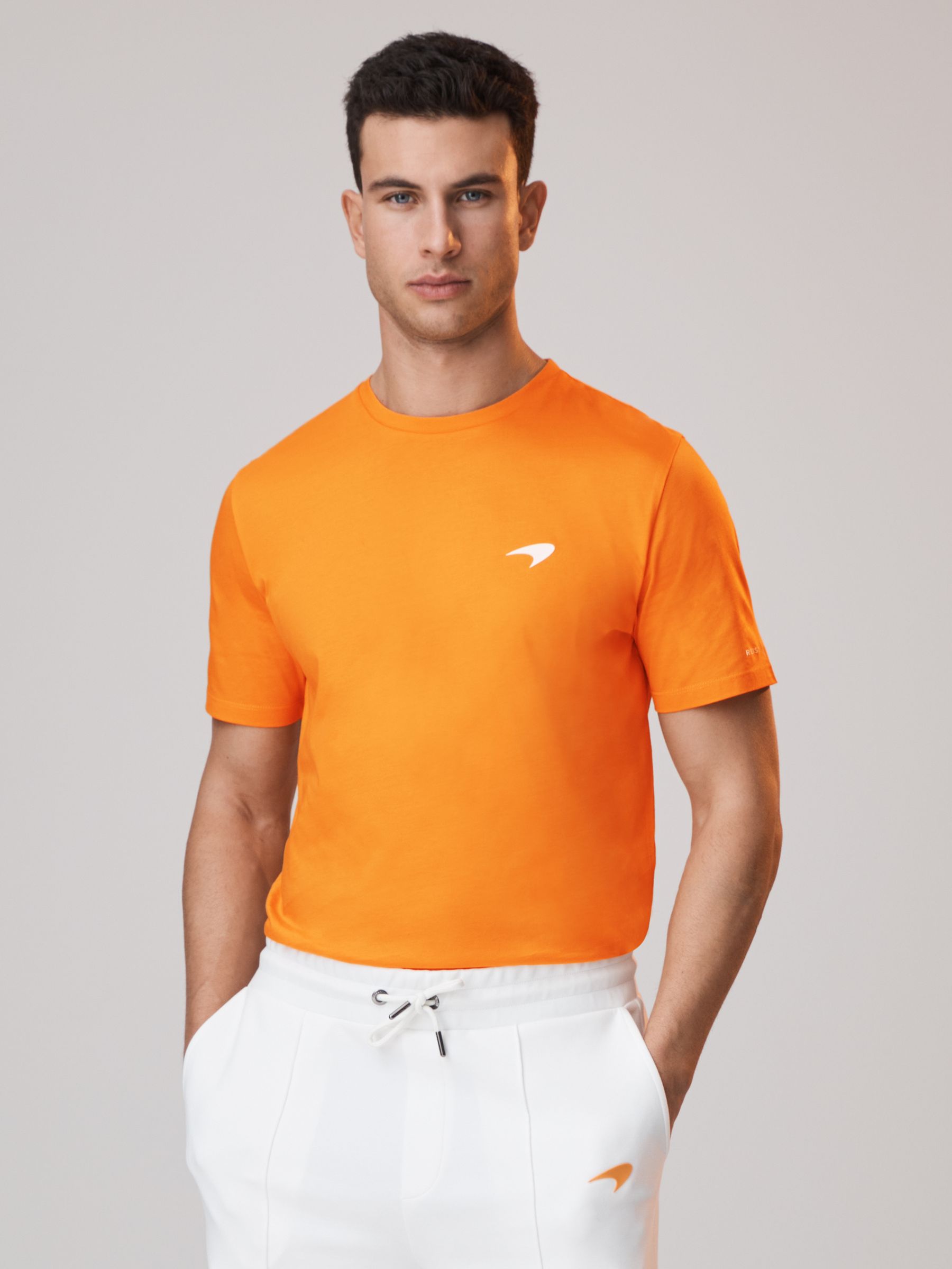 McLaren F1 Mercerised Cotton Crew Neck T-Shirt in Papaya - Image 1 of 6